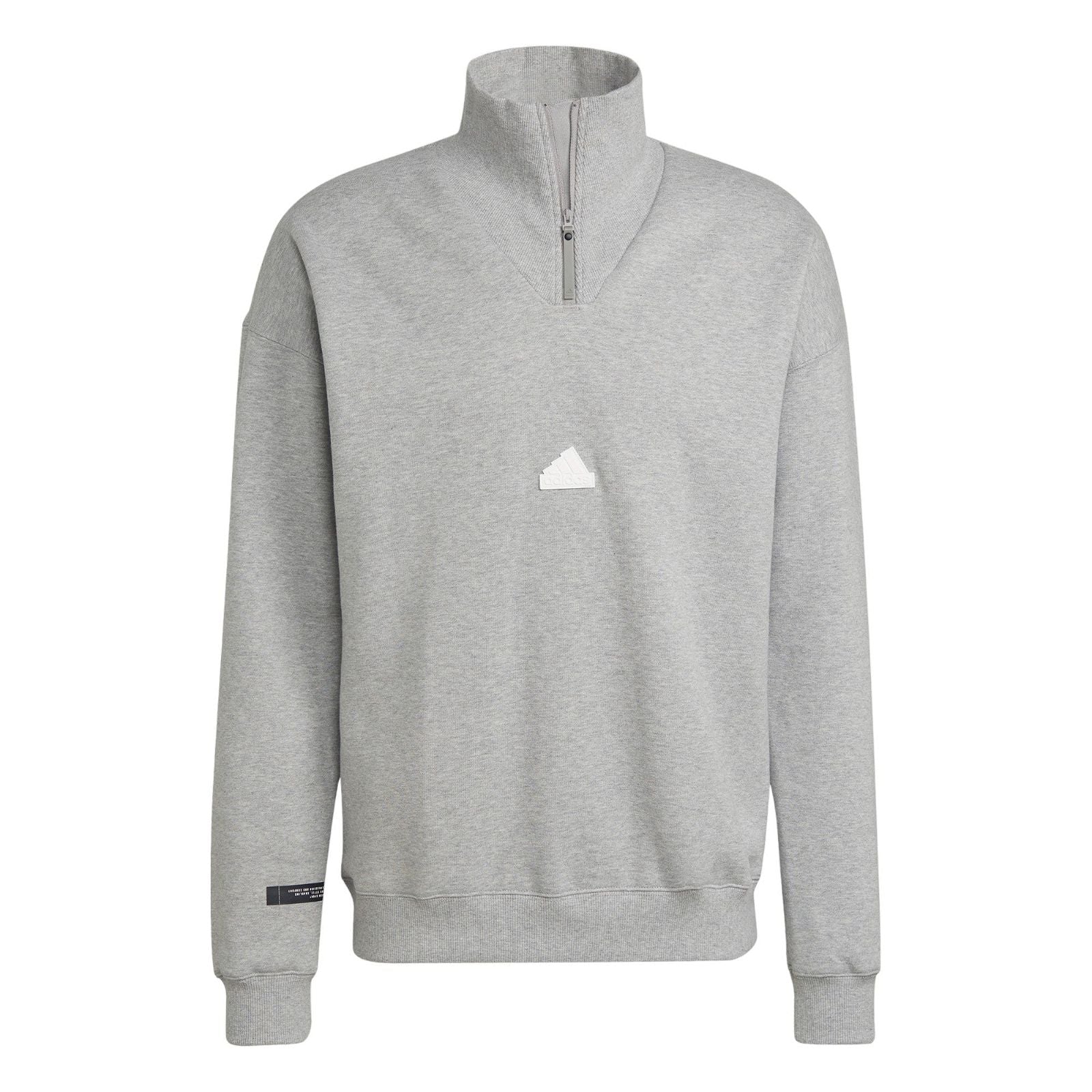 adidas 1/4 Zip Fleece Sweatshirt - Medium Grey Heather
