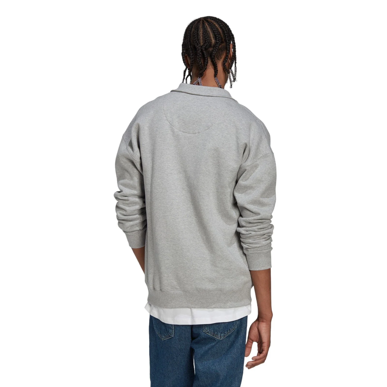 adidas 1/4 Zip Fleece Sweatshirt - Medium Grey Heather - Image 3