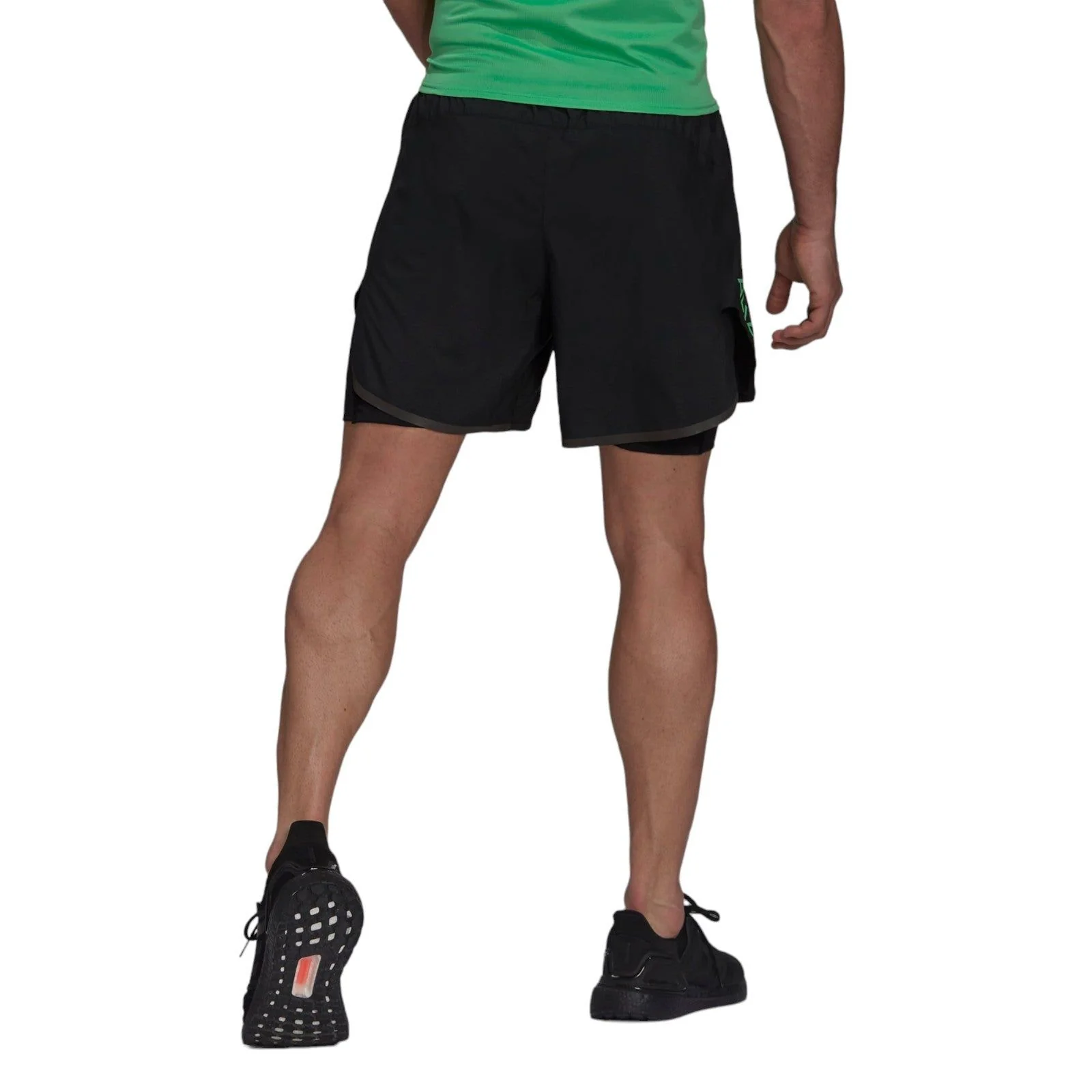 adidas adizero AEROREADY 2in1 Shorts - Black / Semi Screaming Green - Image 3