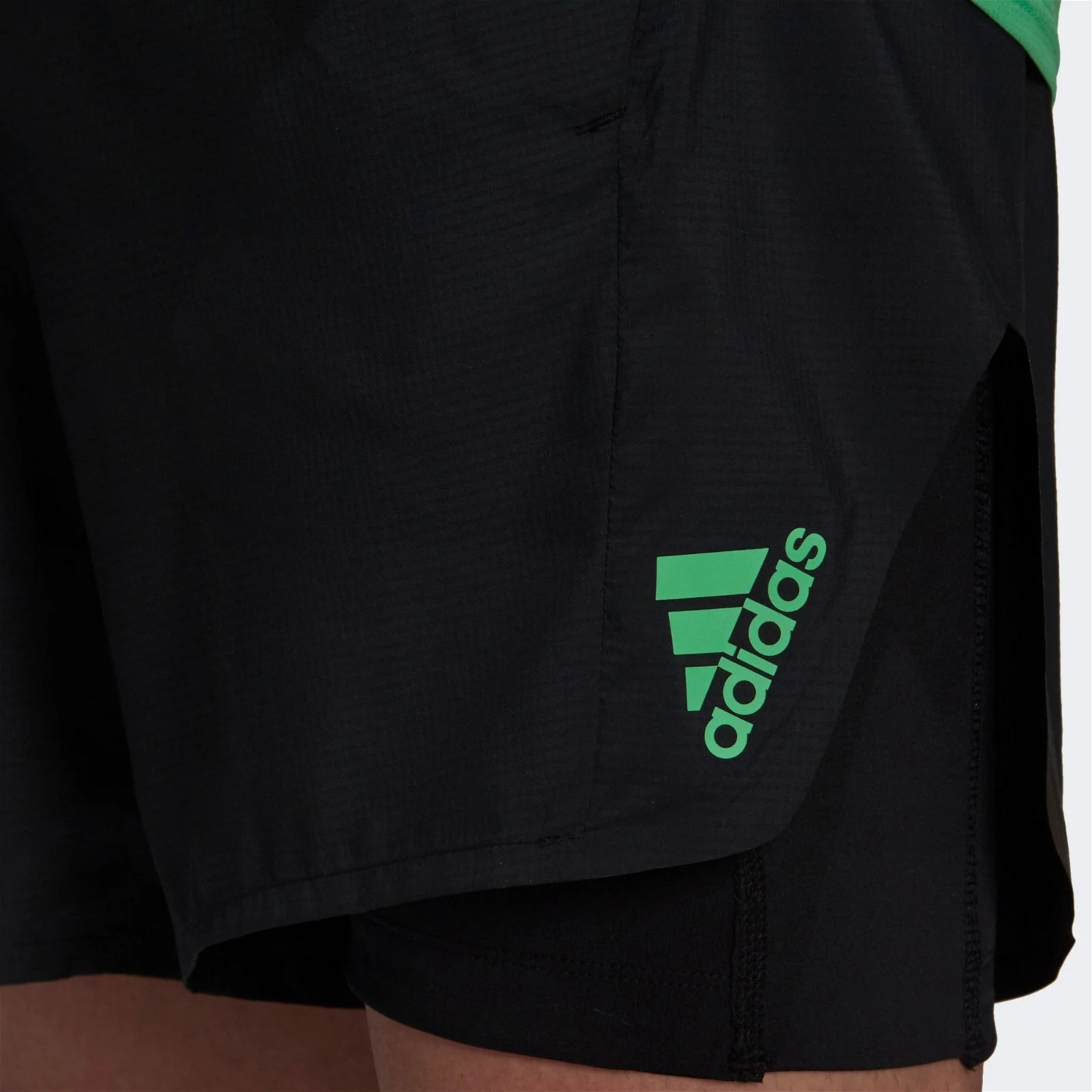 adidas adizero AEROREADY 2in1 Shorts - Black / Semi Screaming Green - Image 4