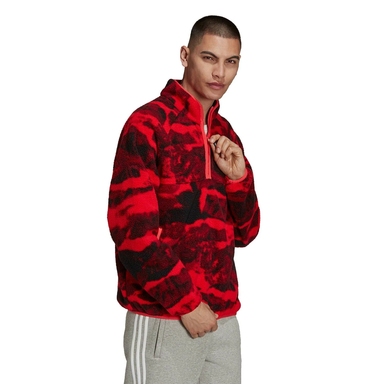 adidas Adventure Polar Fleece Allover Print Half-Zip Sweatshirt - Pink - Image 5
