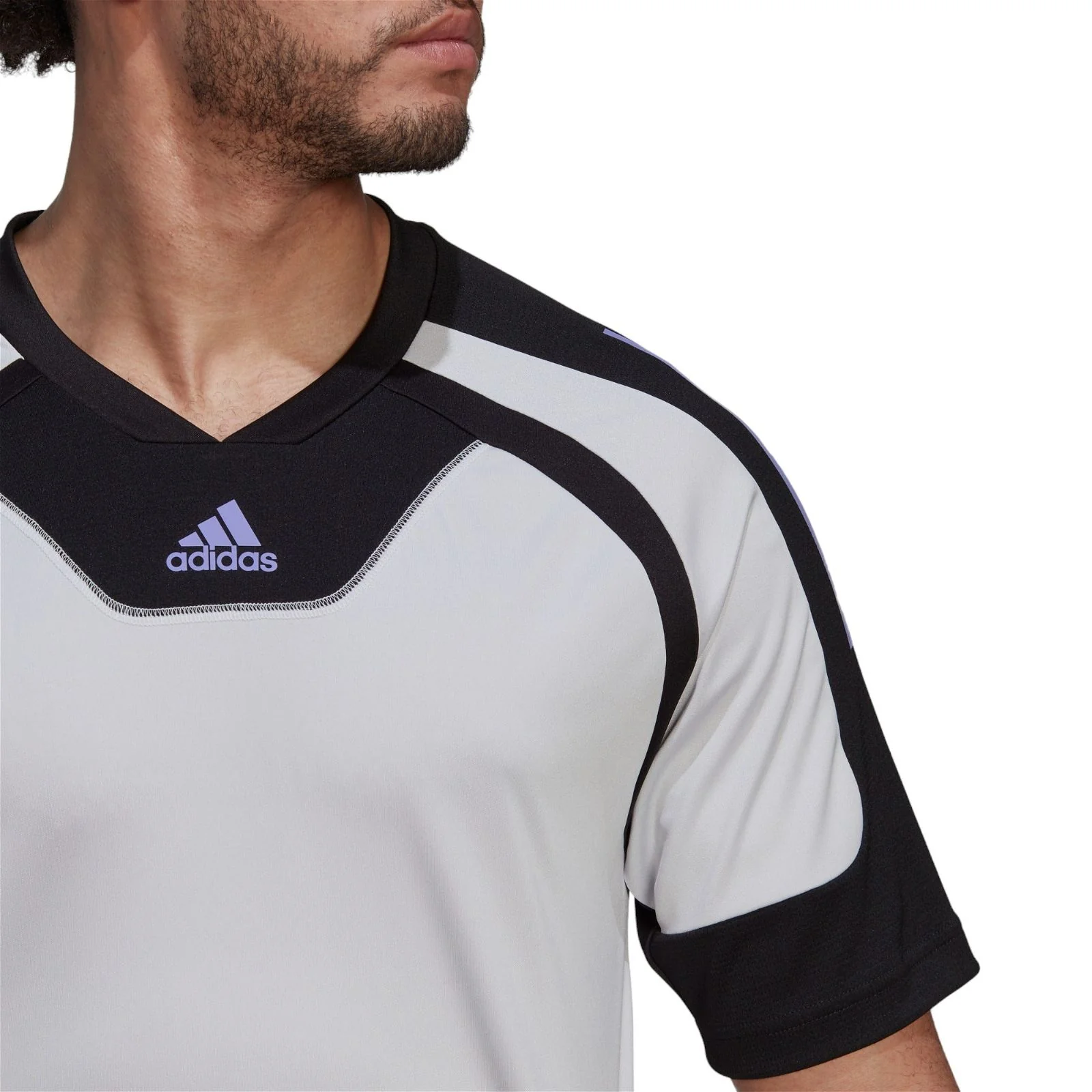 adidas AEROREADY Retro Training Tee - Dash Grey / Black - Image 2