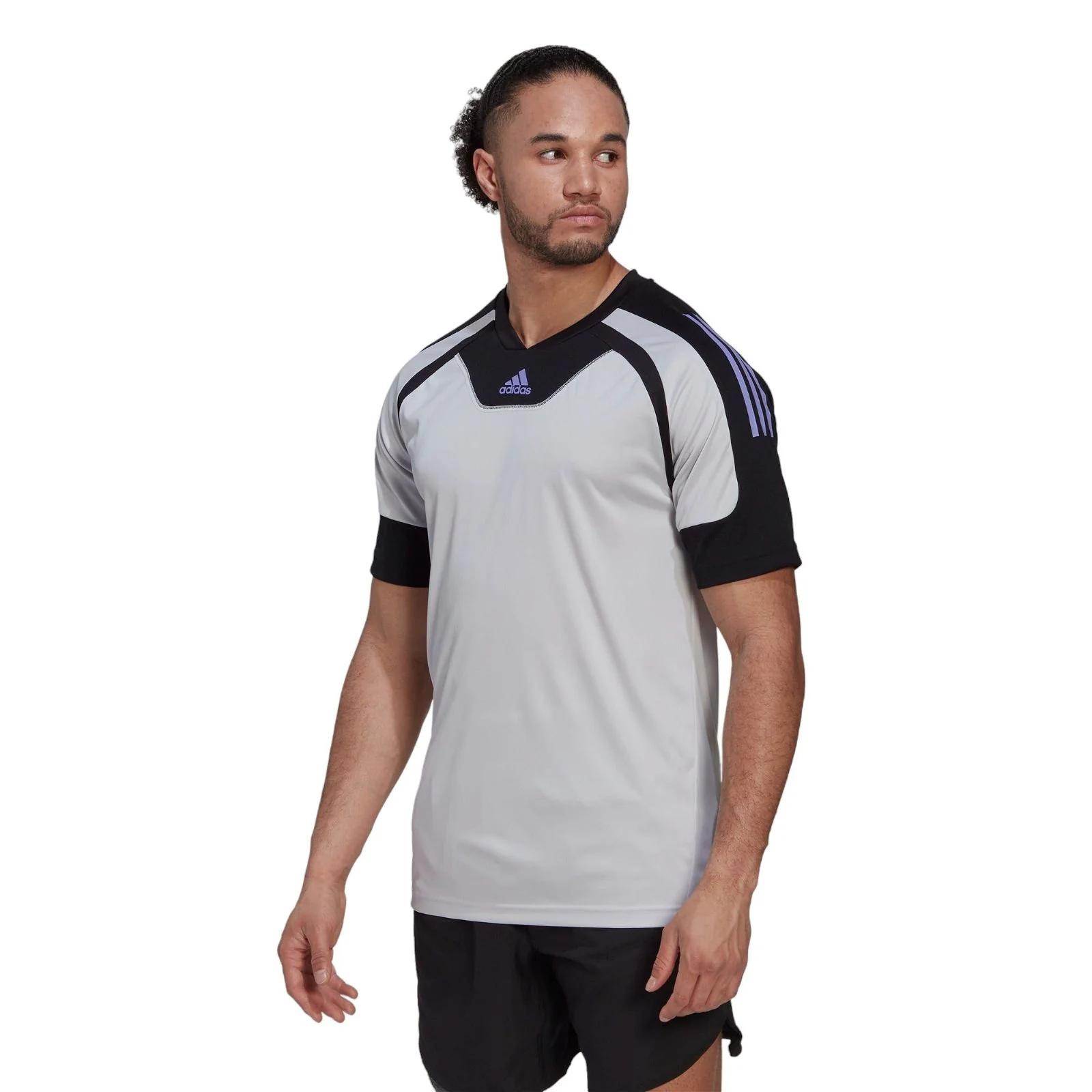adidas AEROREADY Retro Training Tee - Dash Grey / Black - Image 3