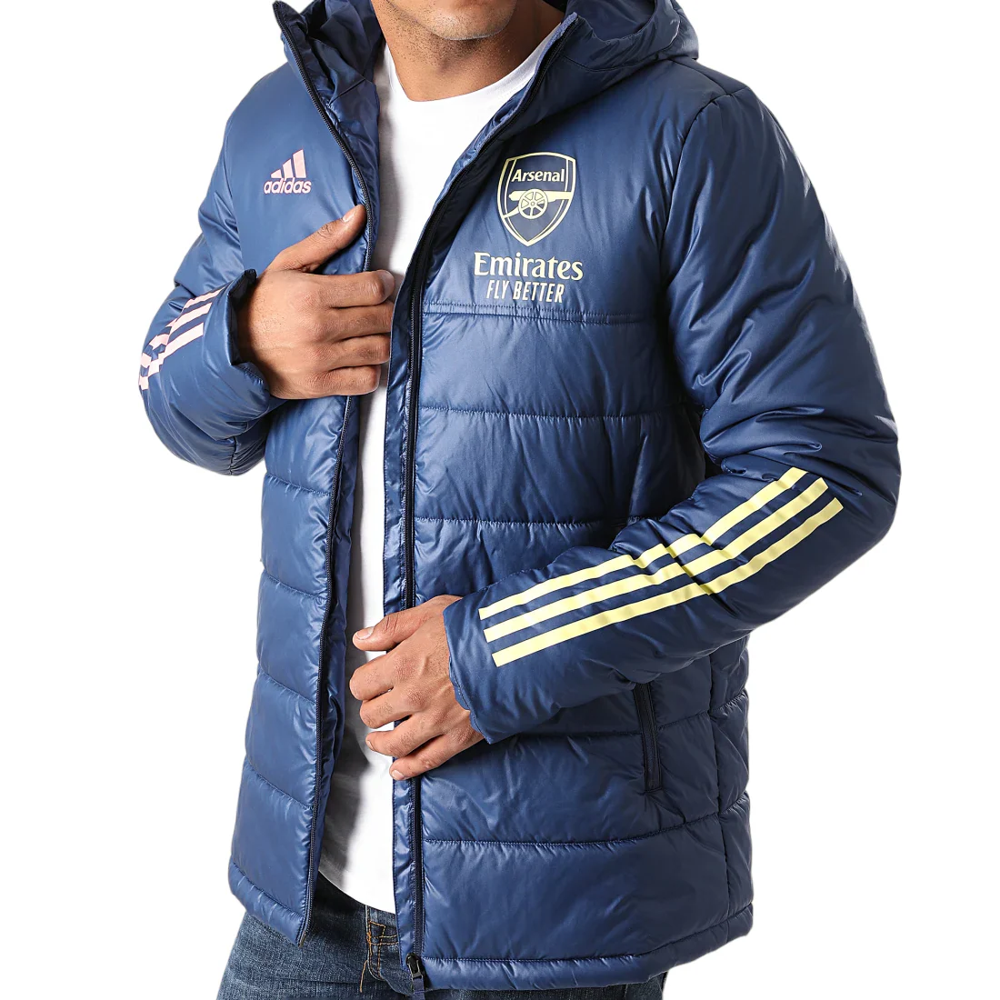adidas Arsenal Winter Jacket - Tech Indigo / Yellow Tint - Image 2