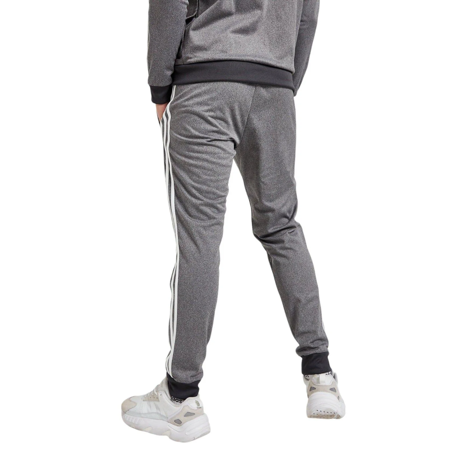 adidas Badge Of Sport 3-Stripes Fleece Tracksuit - Grey Marl - Image 3