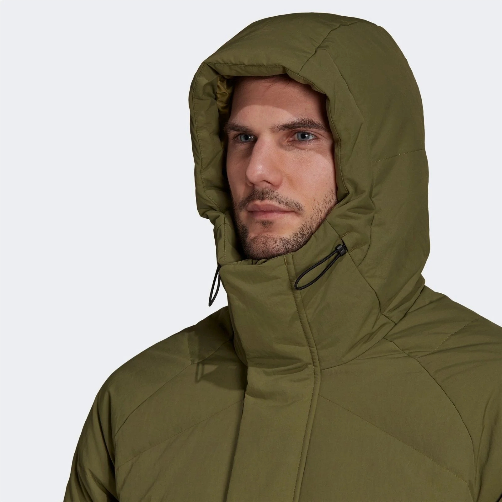 adidas Big Baffle Long Down Parka Coat - Focus Olive - Image 5