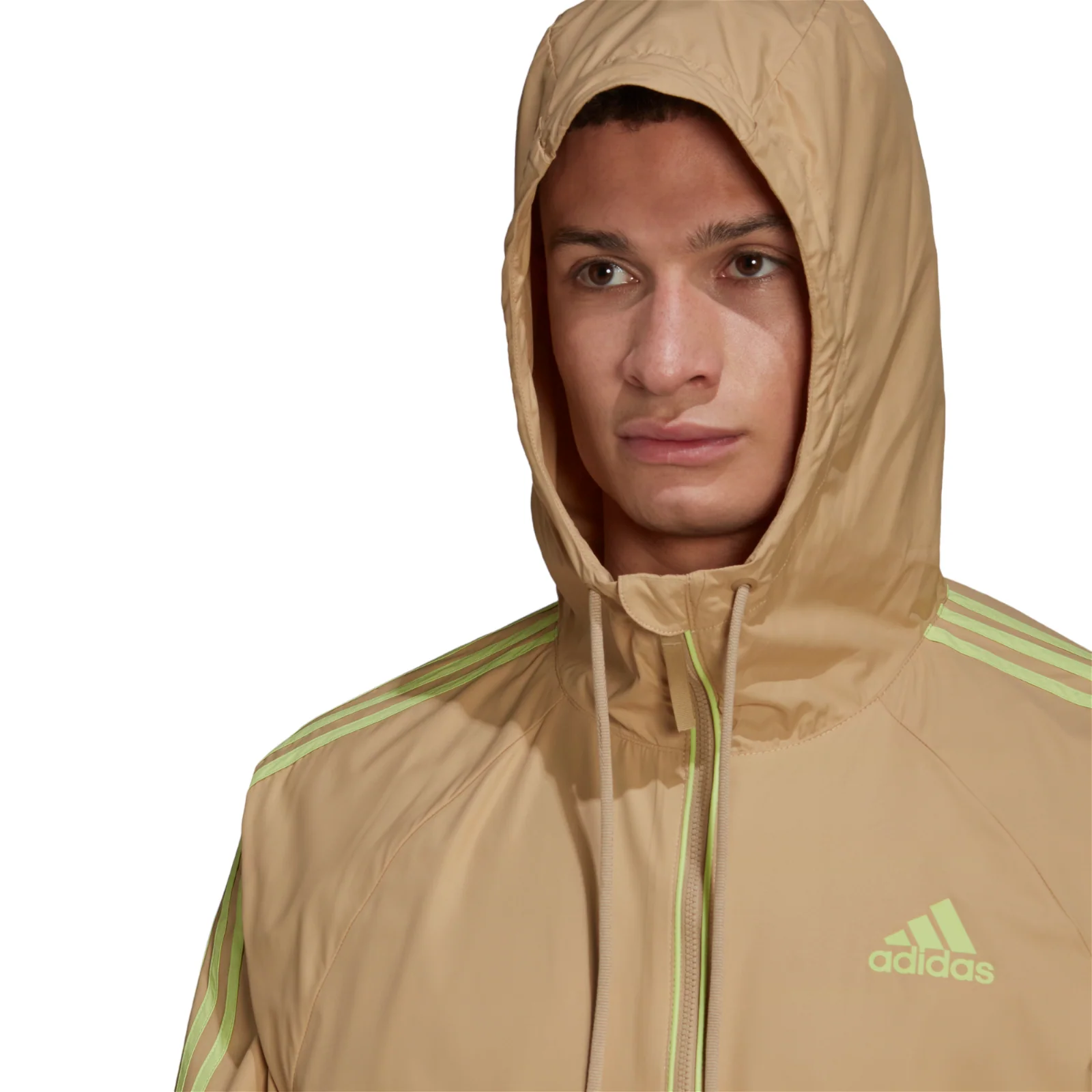 adidas BSC 3-Stripes Wind Jacket - Beige Tone / Pulse Lime - Image 6