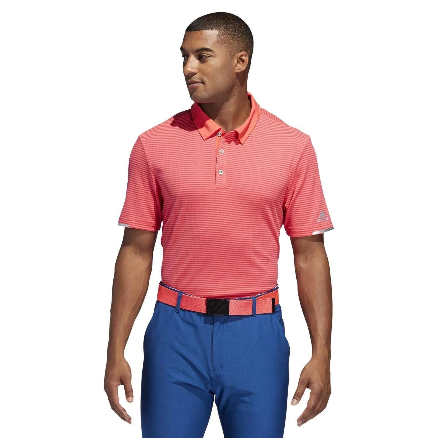adidas Climachill Tonal Stripe Polo Shirt - Red - Image 3