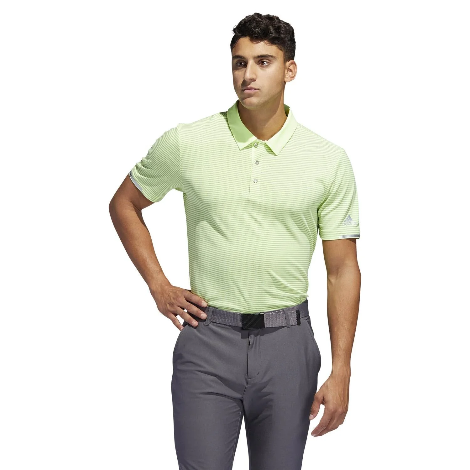 adidas Climachill Tonal Stripe Polo Shirt - Yellow - Image 3