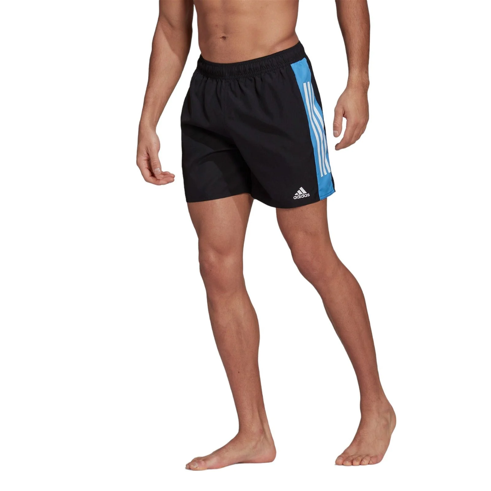 adidas Colorblock 3S Swim Shorts - Black / Blue - Image 2