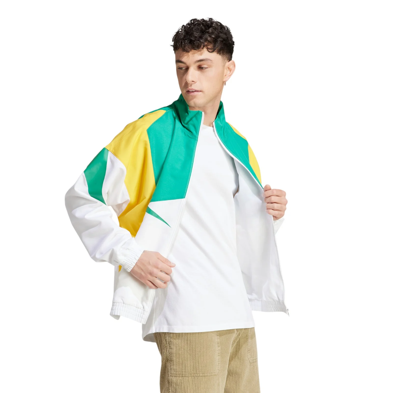 adidas Colourblock Track Top Jacket - White / Court Green - Image 4