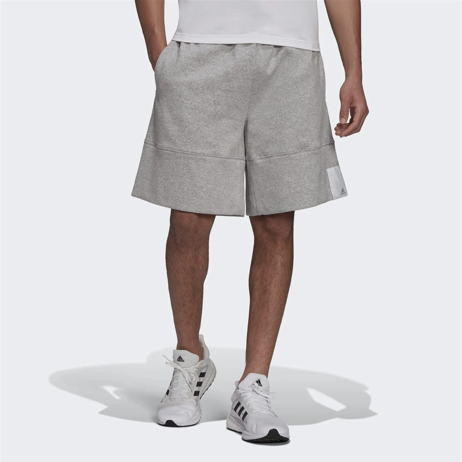 adidas Comfy and Chill Fleece Shorts - Medium Grey Heather - Image 3