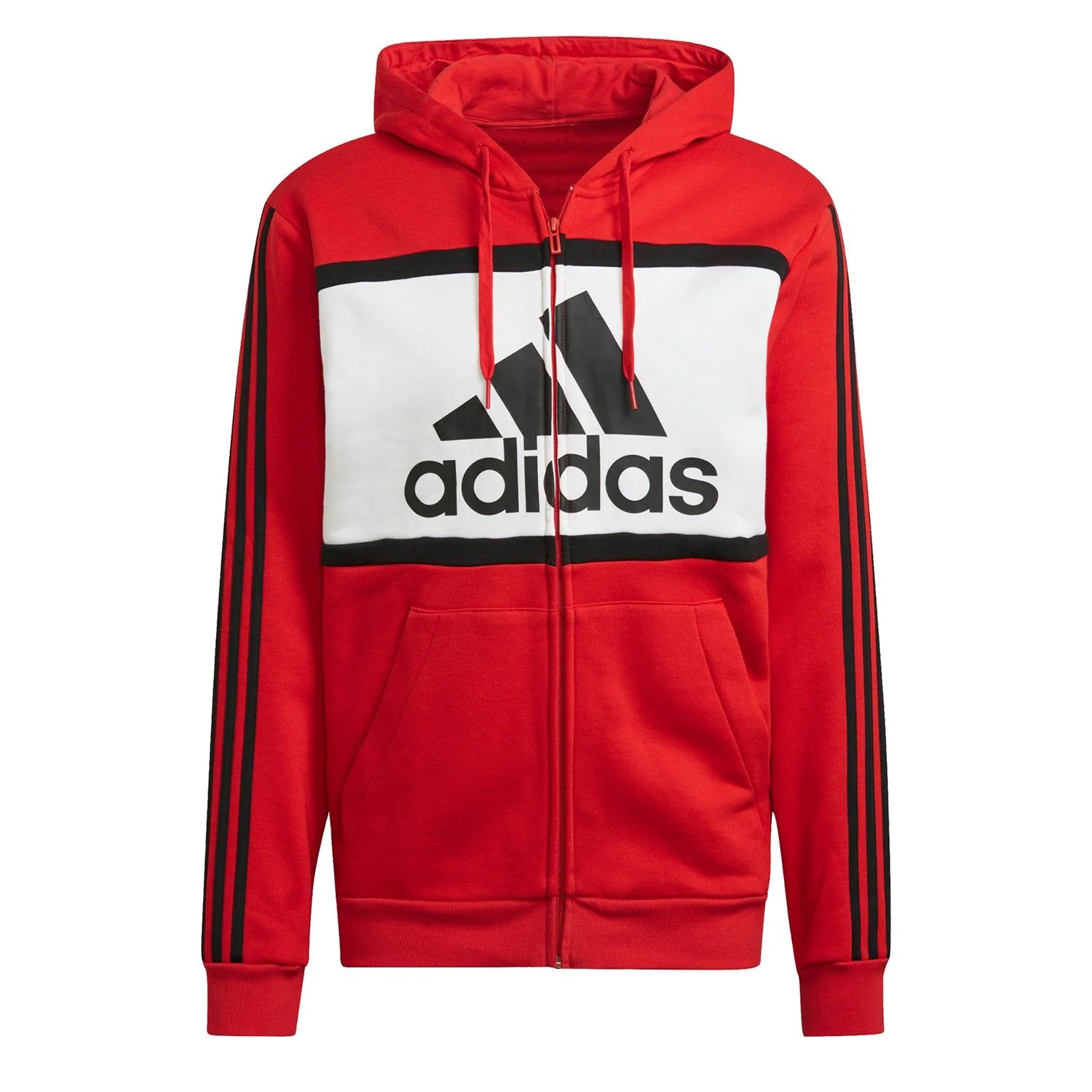 adidas Essentials Colorblock Logo Hoodie - Red