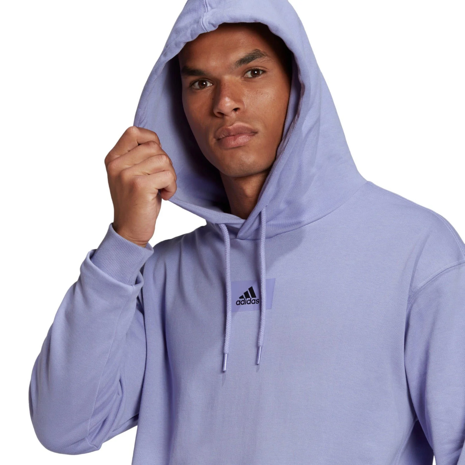 adidas Essentials FeelVivid Cotton French Terry Drop Shoulder Hoodie - Purple - Image 5