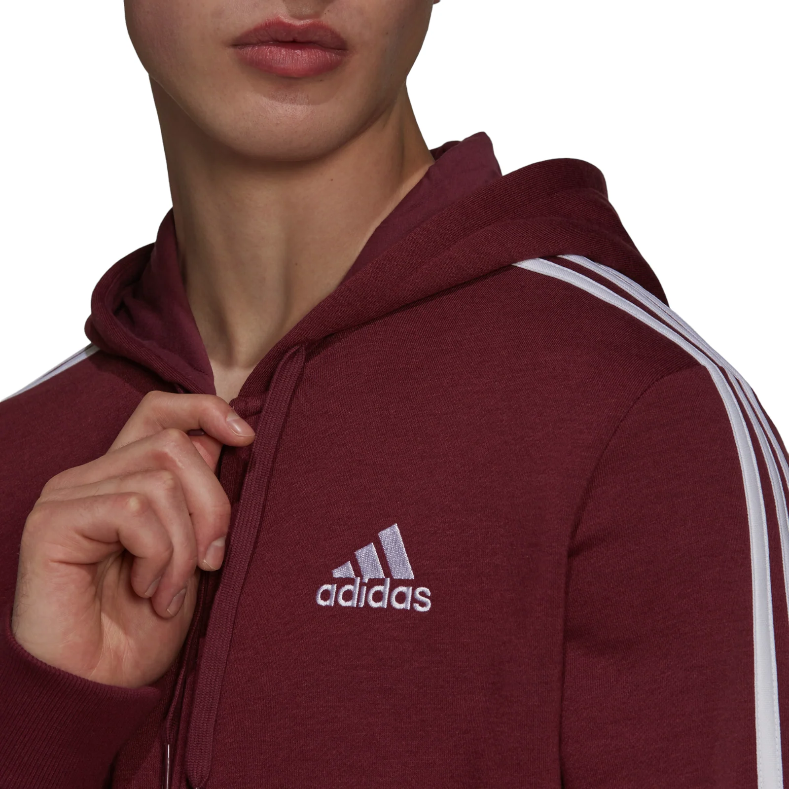 adidas Essentials Fleece 3-Stripes Full-Zip Hoodie - Victory Crimson - Image 5