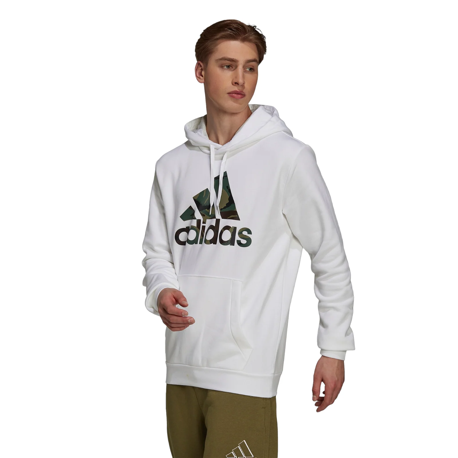 adidas Essentials Fleece Camo-Print Hoodie - White - Image 2