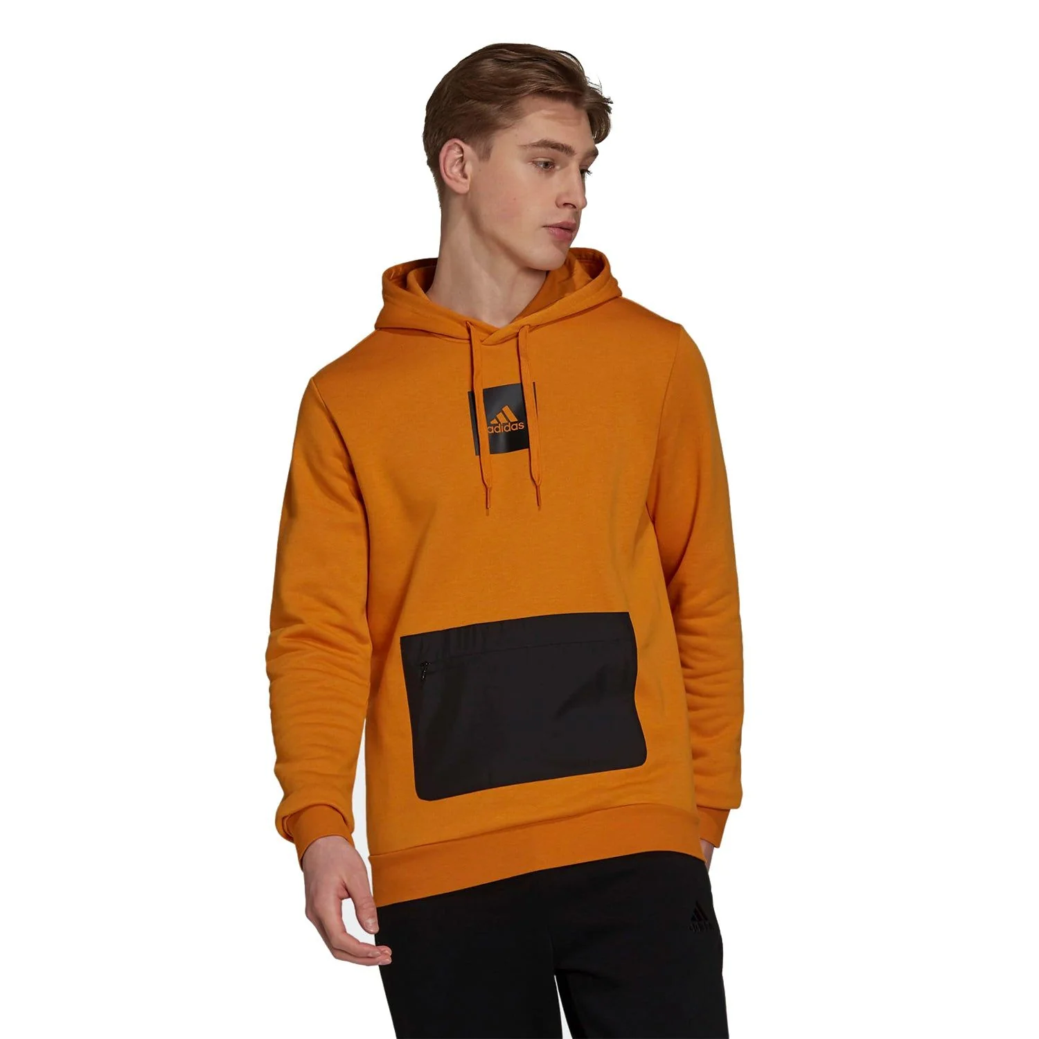 adidas Essentials Fleece Hoodie - Focus Orange / Black - Image 2