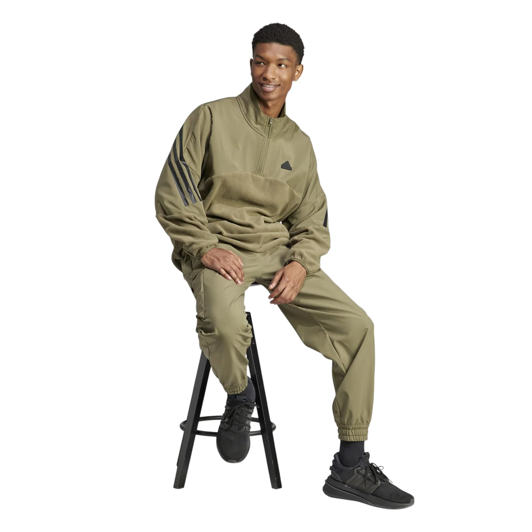 adidas Future Icons 3-Stripes Quarter Zip Fleece - Green - Image 3