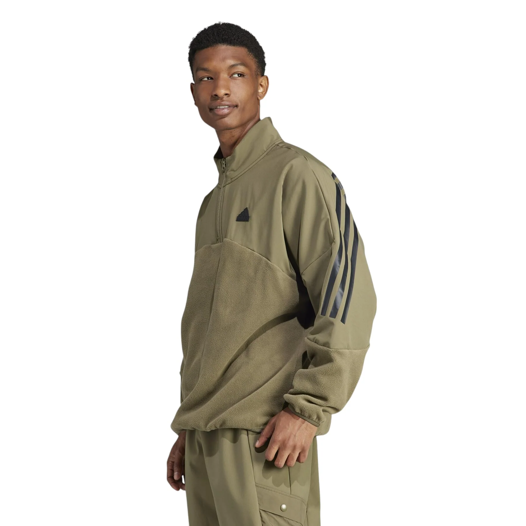 adidas Future Icons 3-Stripes Quarter Zip Fleece - Green - Image 5