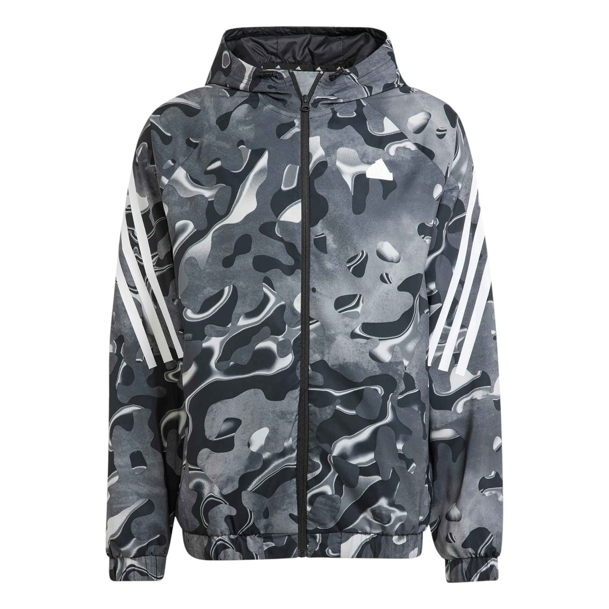 adidas Future Icons Allover Print Full-Zip Hoodie - Black / White