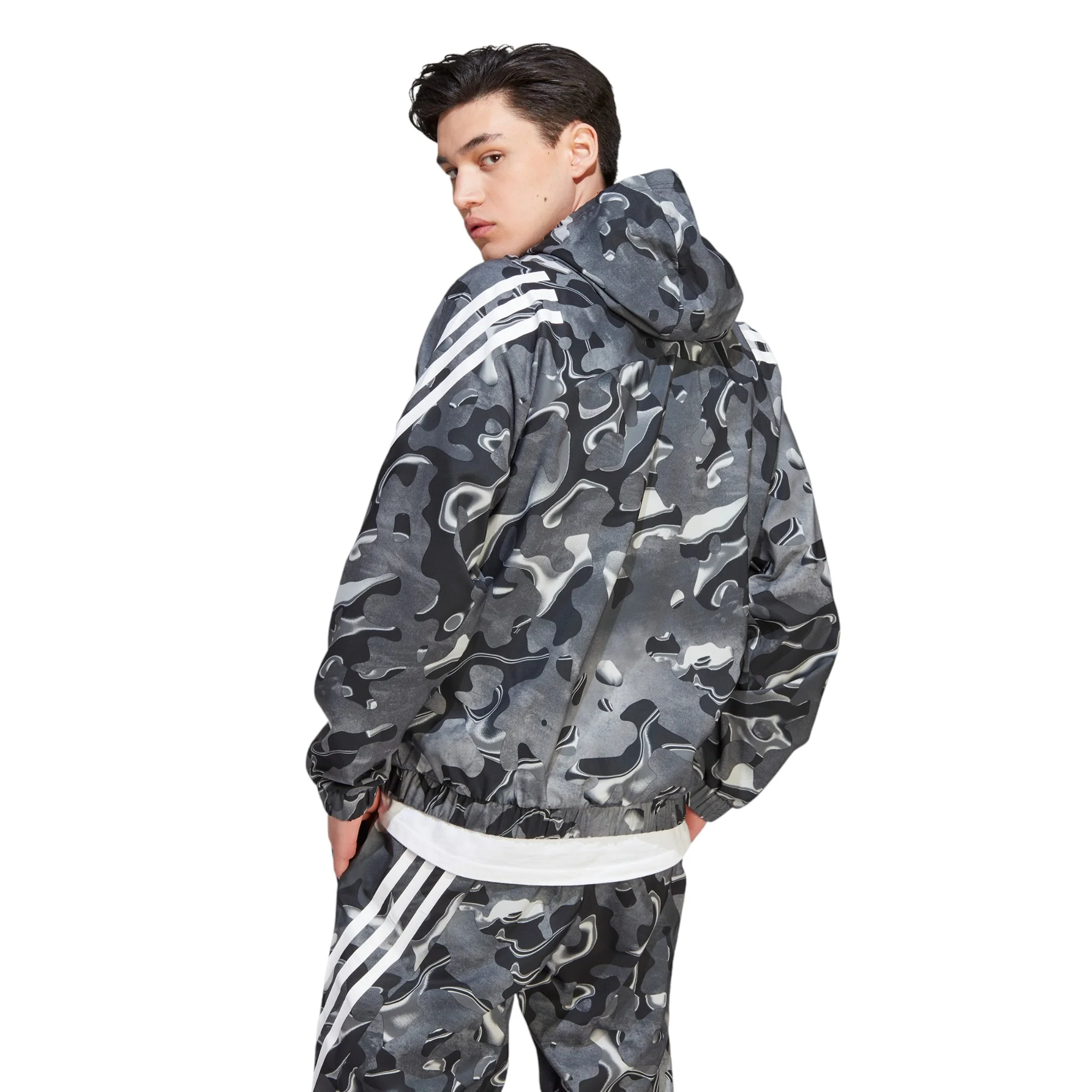 adidas Future Icons Allover Print Full-Zip Hoodie - Black / White - Image 3