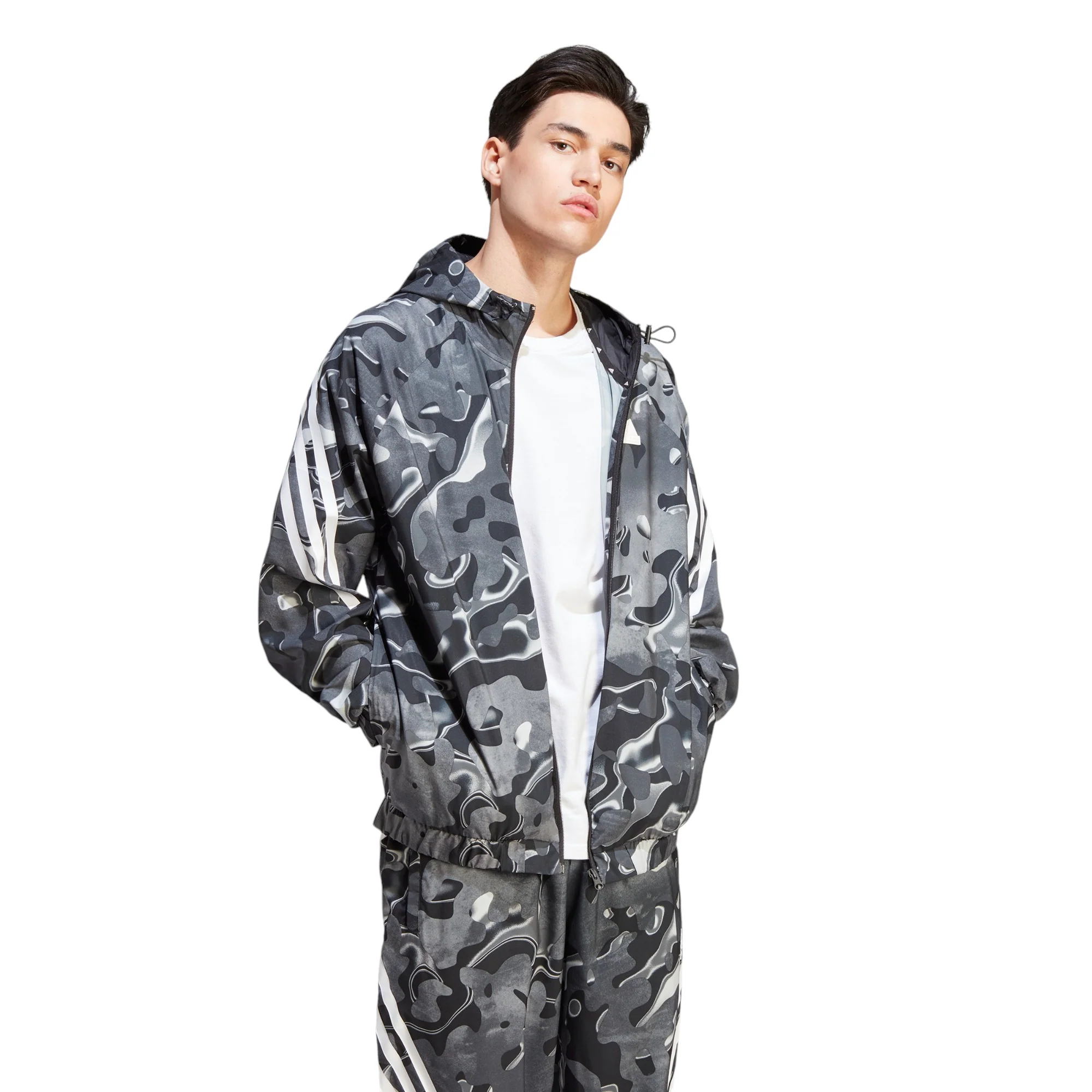 adidas Future Icons Allover Print Full-Zip Hoodie - Black / White - Image 4
