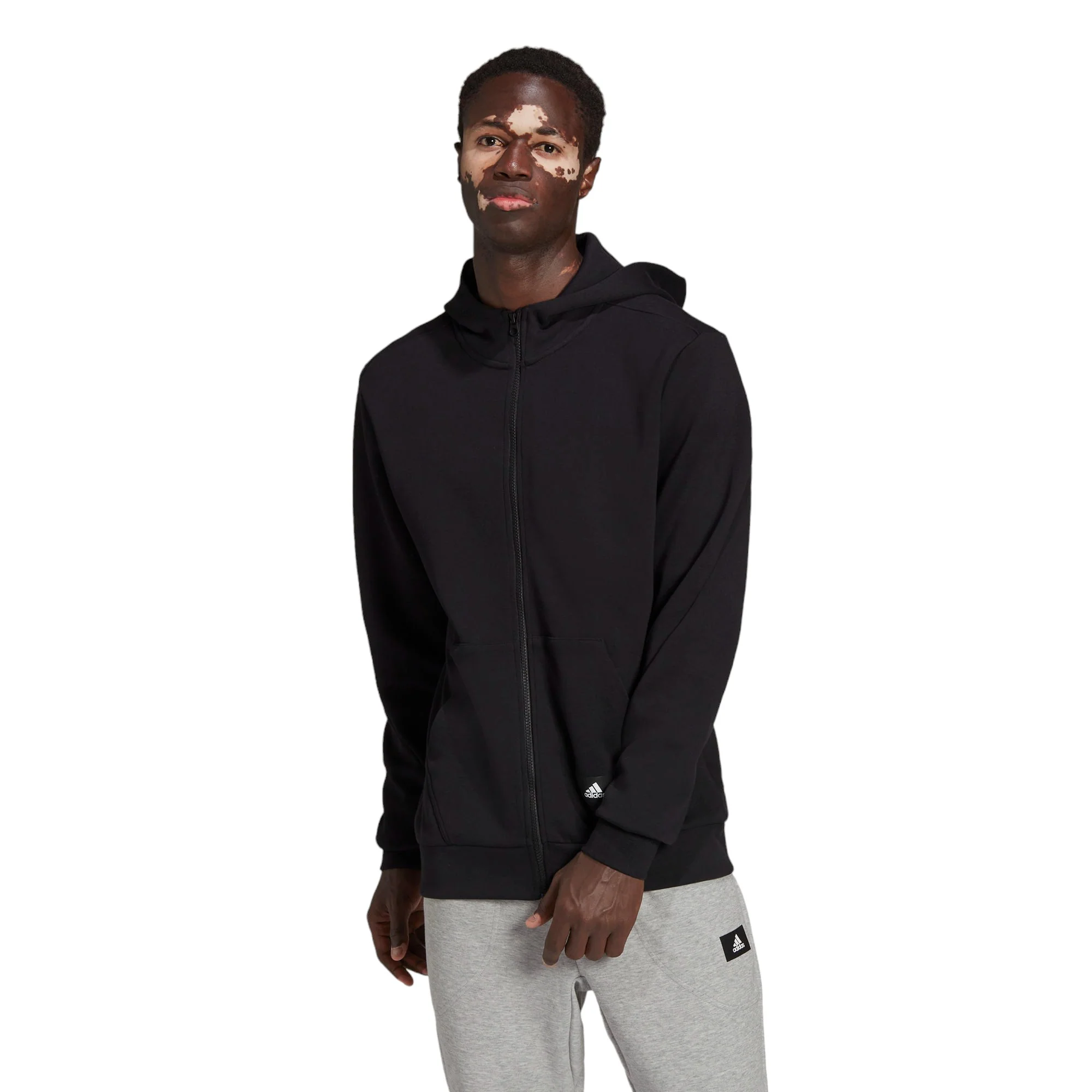 adidas Future Icons Double Knit Full Zip Hoodie - Black - Image 2