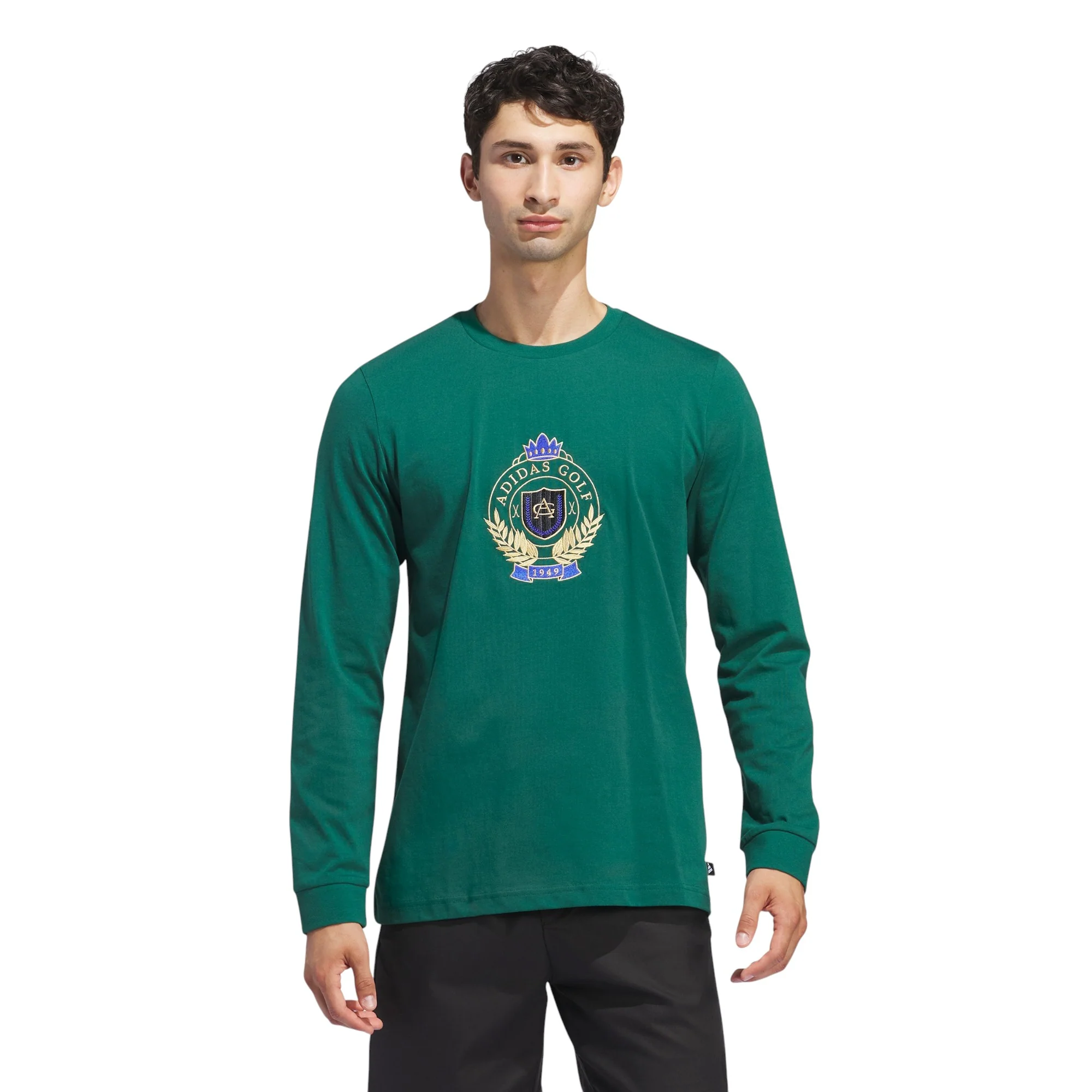 adidas Go-To Crest Graphic Long Sleeve Tee - Collegiate Green - Image 2