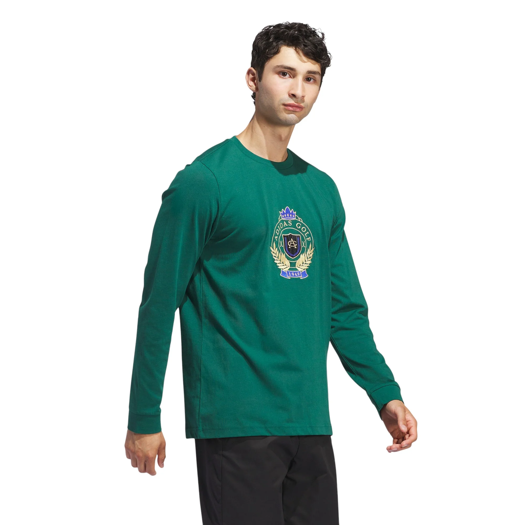 adidas Go-To Crest Graphic Long Sleeve Tee - Collegiate Green - Image 4