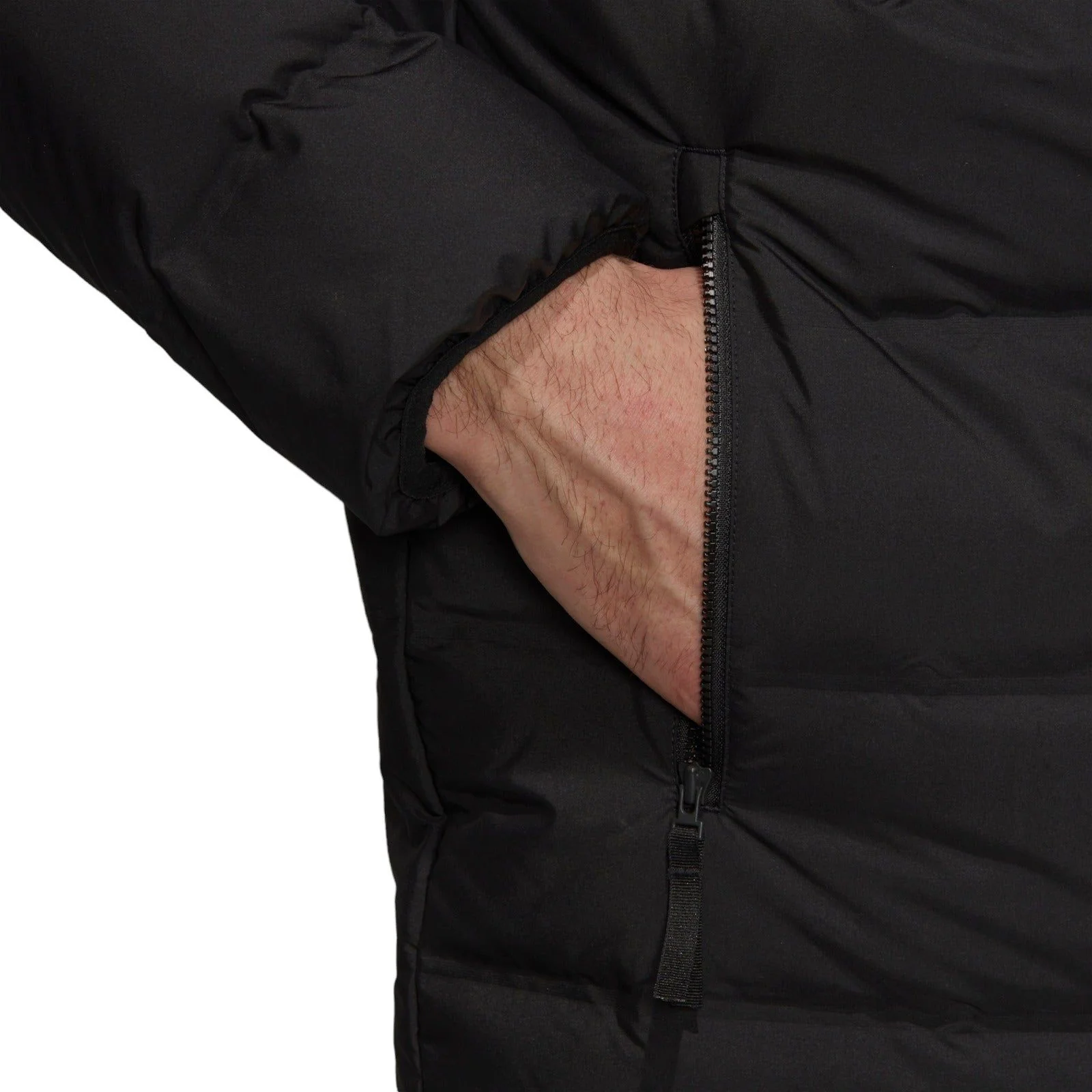 adidas Helionic Mid-Length Mens Down Jacket Winter Padded Coat - Black - Image 8