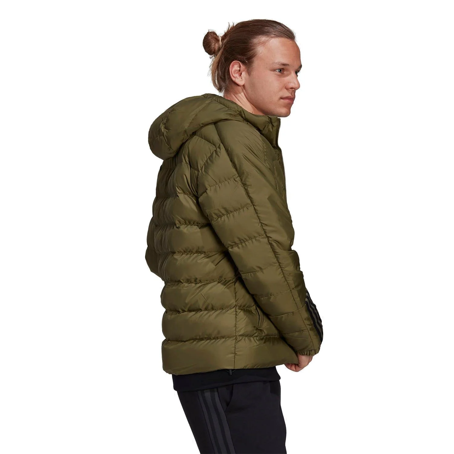 adidas Itavic 3-Stripes Midweight Hooded Jacket - Focus Olive - Image 5