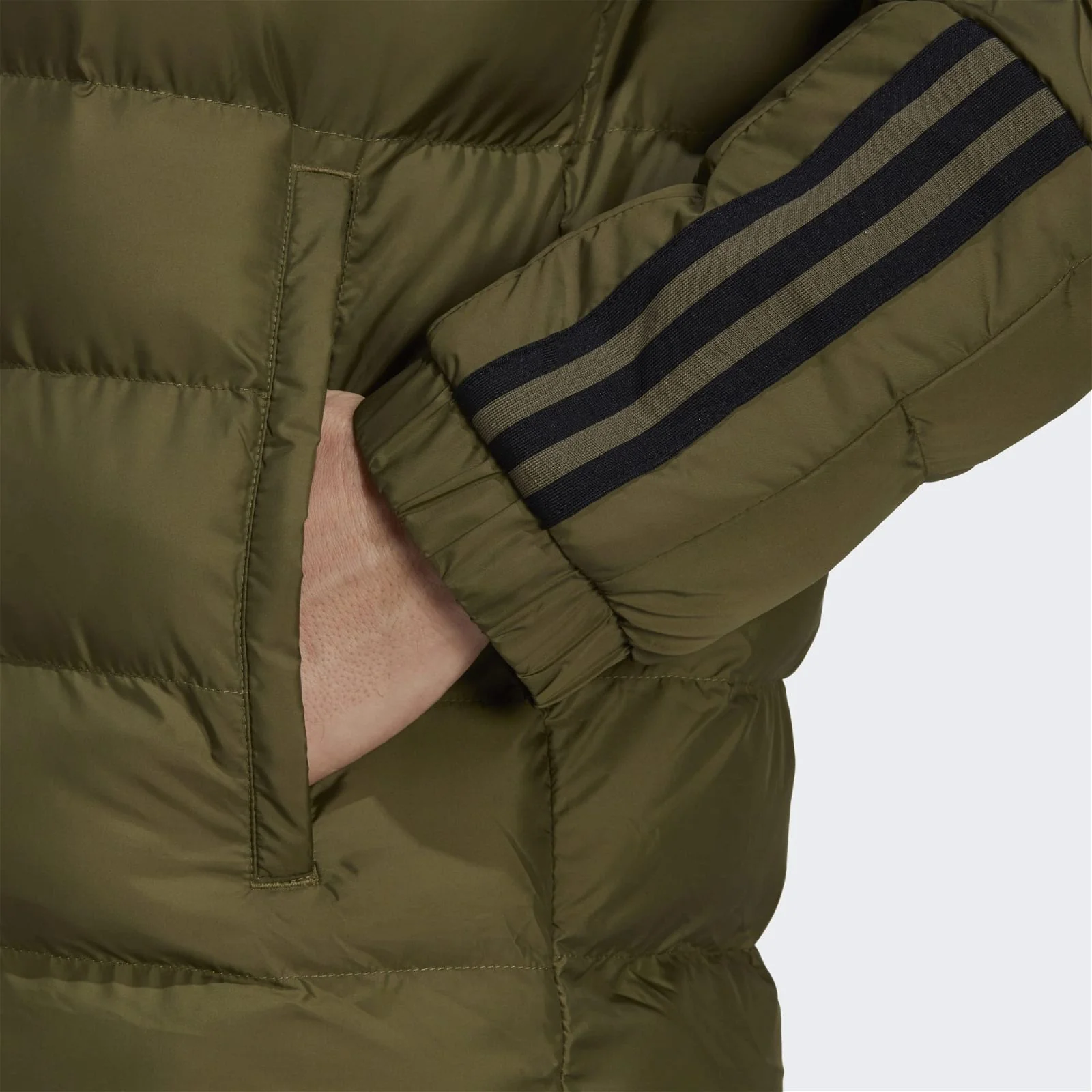 adidas Itavic 3-Stripes Midweight Hooded Jacket - Focus Olive - Image 6