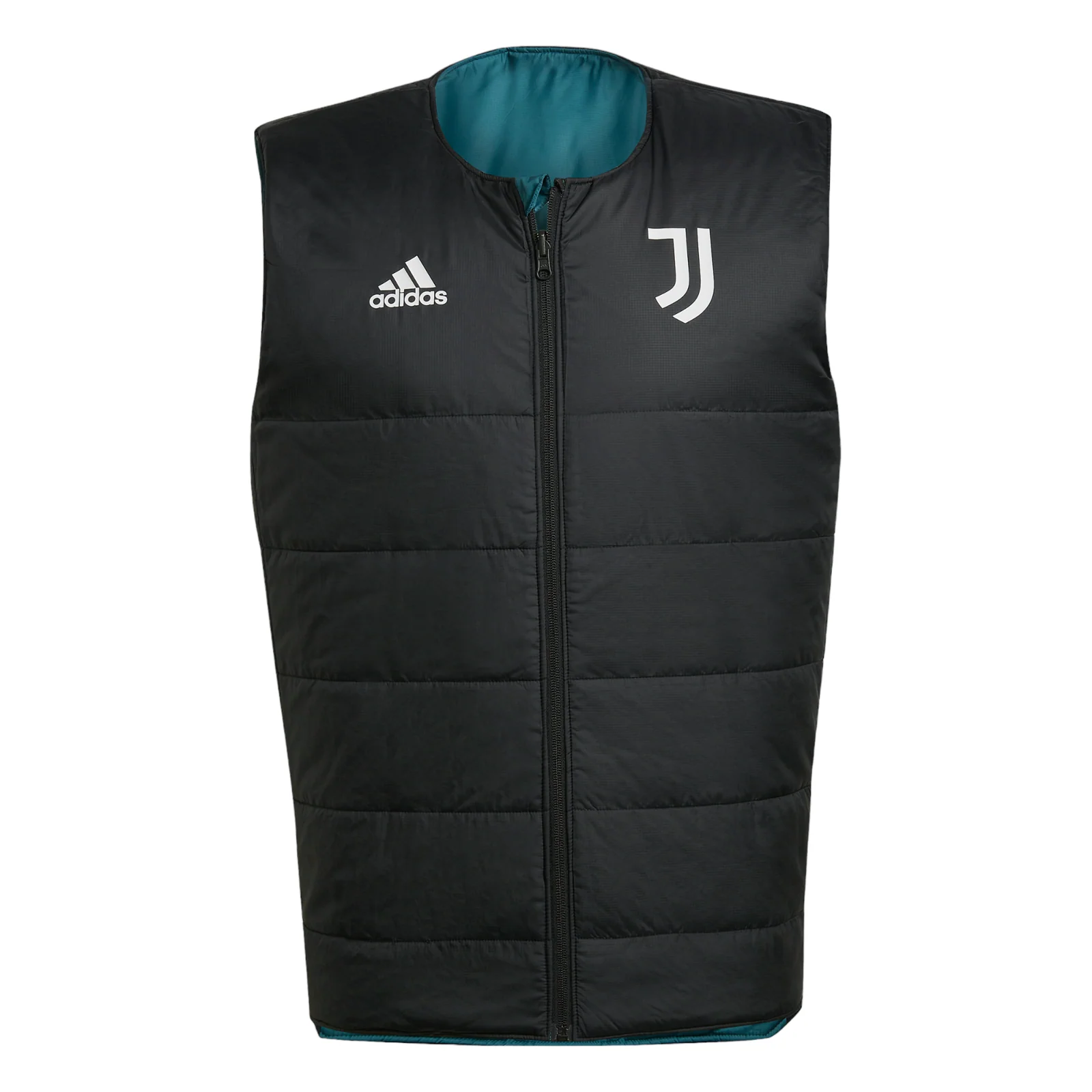 adidas Juventus Condivo 22 Reversible Padded Vest Gilet - Tech Green / Black - Image 3