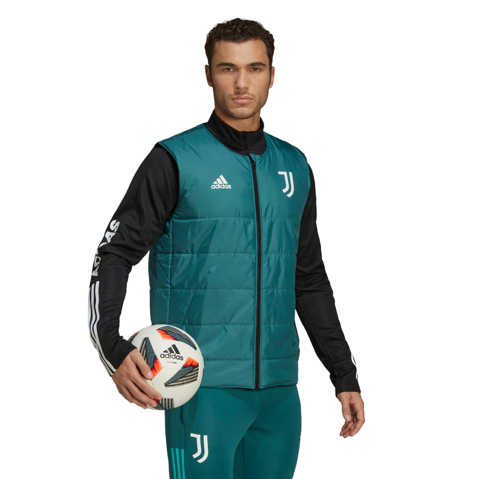 adidas Juventus Condivo 22 Reversible Padded Vest Gilet - Tech Green / Black - Image 6