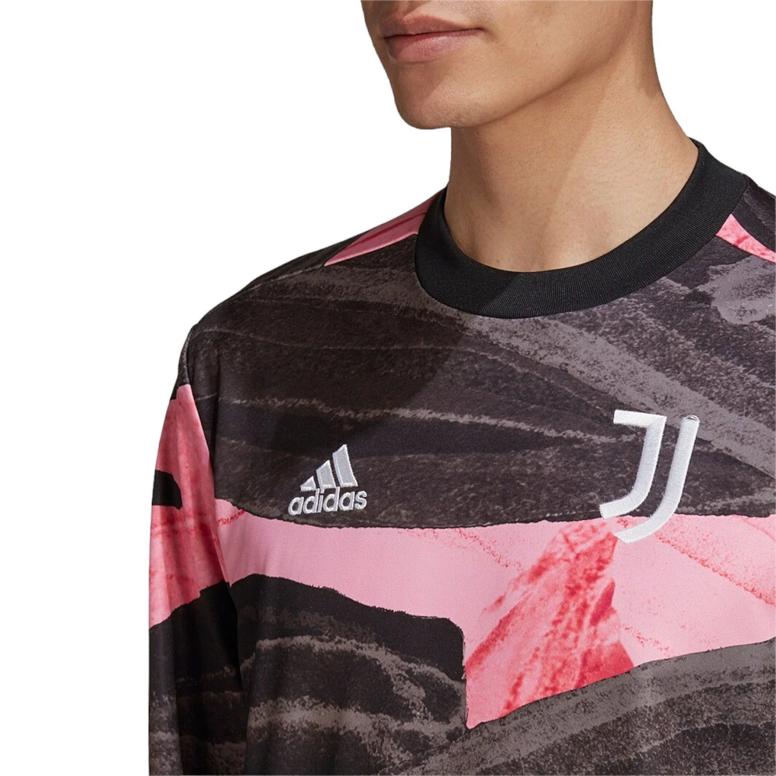 adidas Juventus Pre-Match Warm Up Top - Black / Pink - Image 5