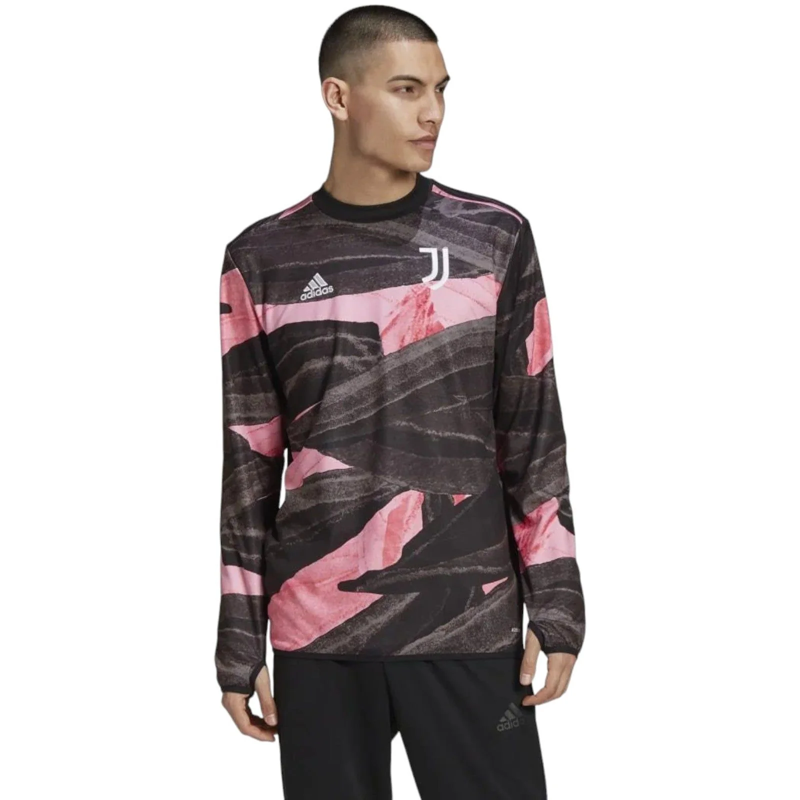 adidas Juventus Pre-Match Warm Up Top - Black / Pink - Image 6