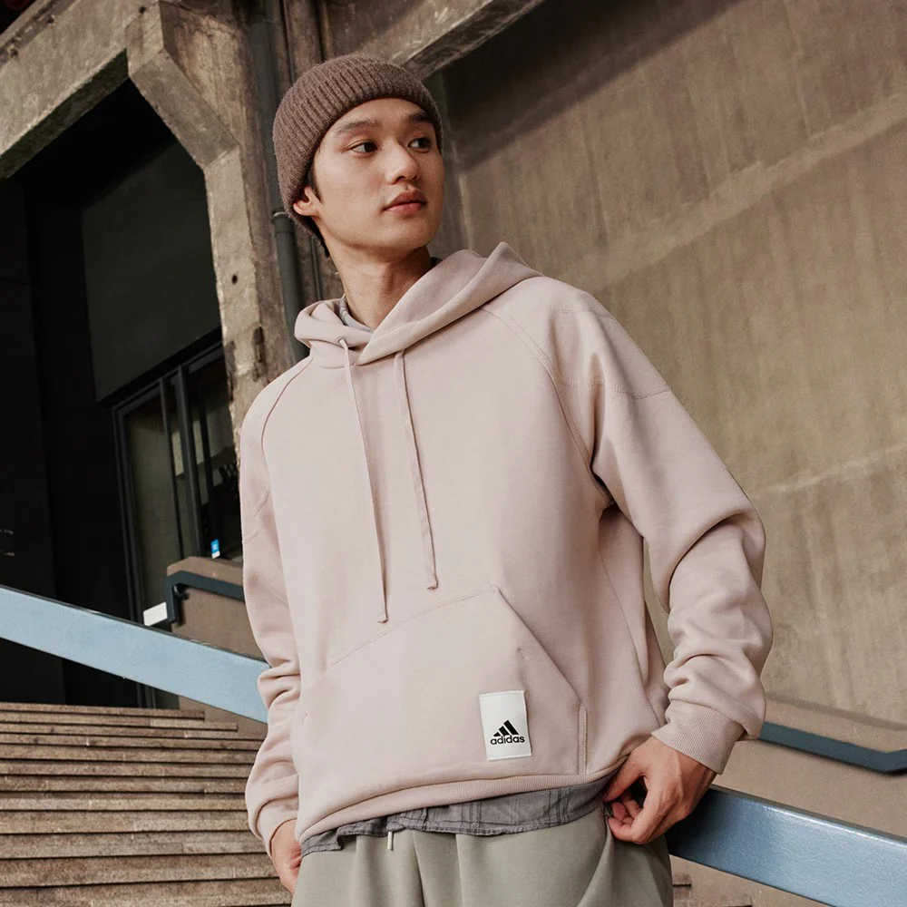 adidas Lounge Fleece Pullover Hoodie - Brown - Image 4