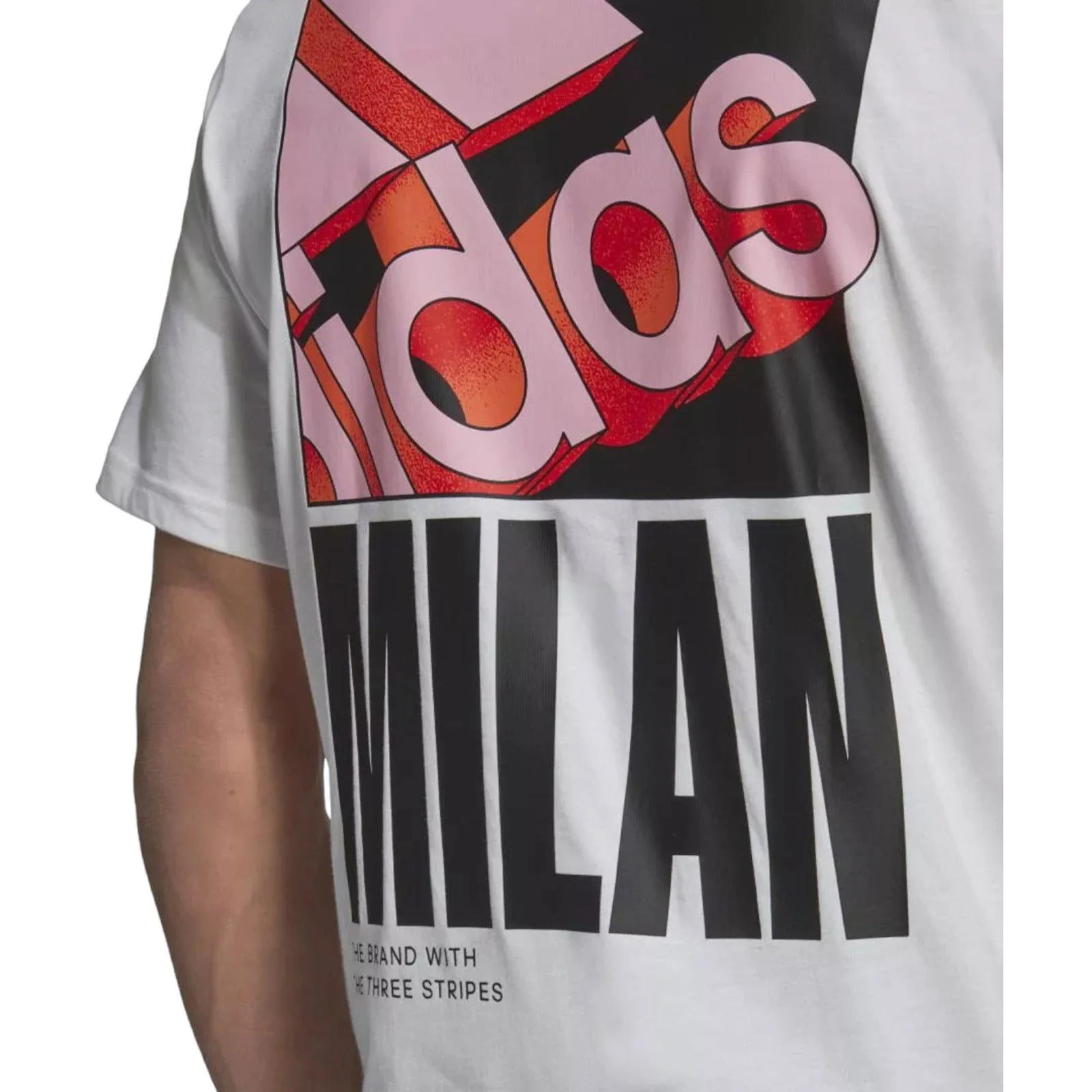 adidas Milan Graphic Print Logo T-Shirt - White - Image 3