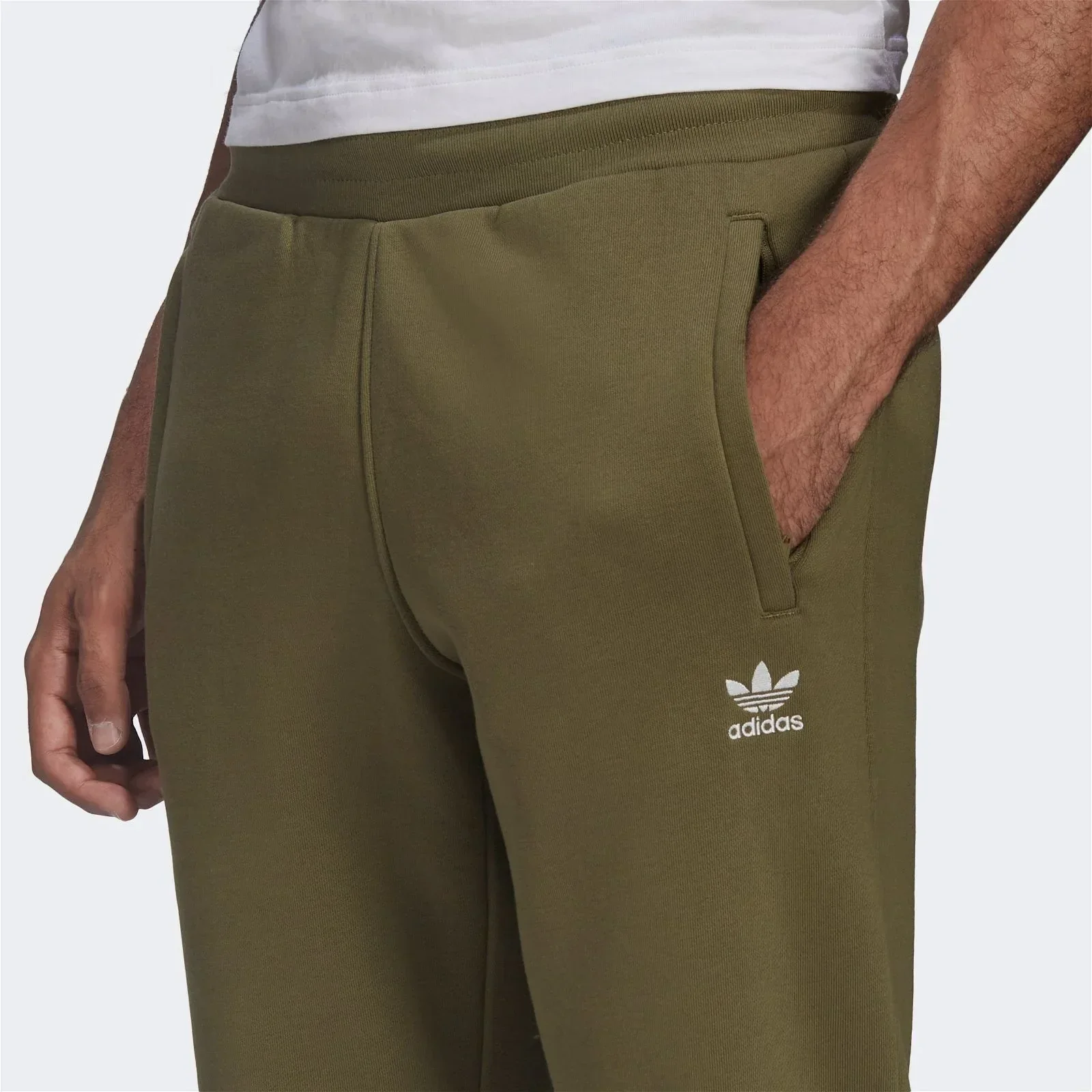 adidas Origina;s Adicolor Essentials Trefoil Joggers - Focus Olive Green - Image 4
