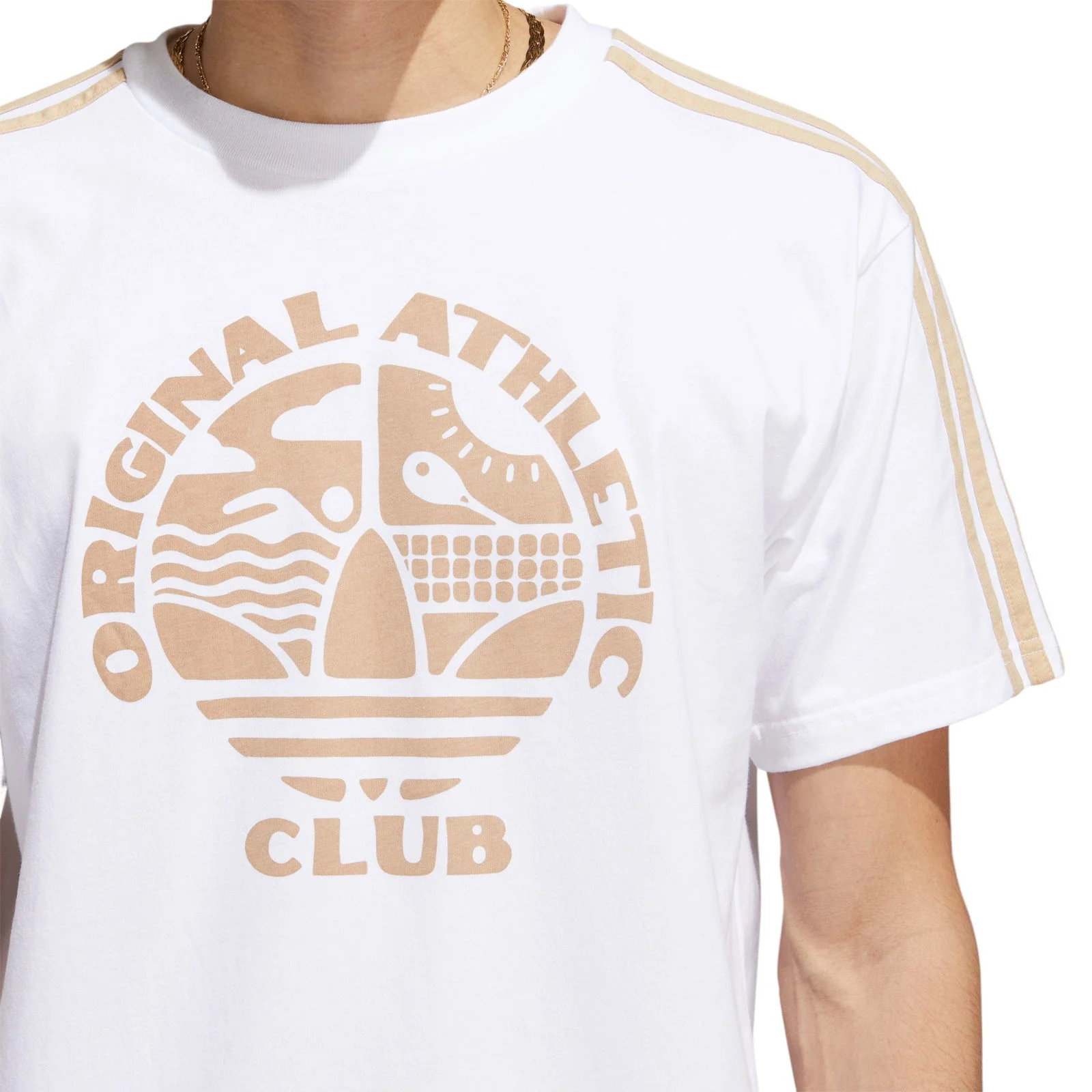 adidas Original Athletic Club 3-Stripes Tee - White / Magic Beige - Image 2