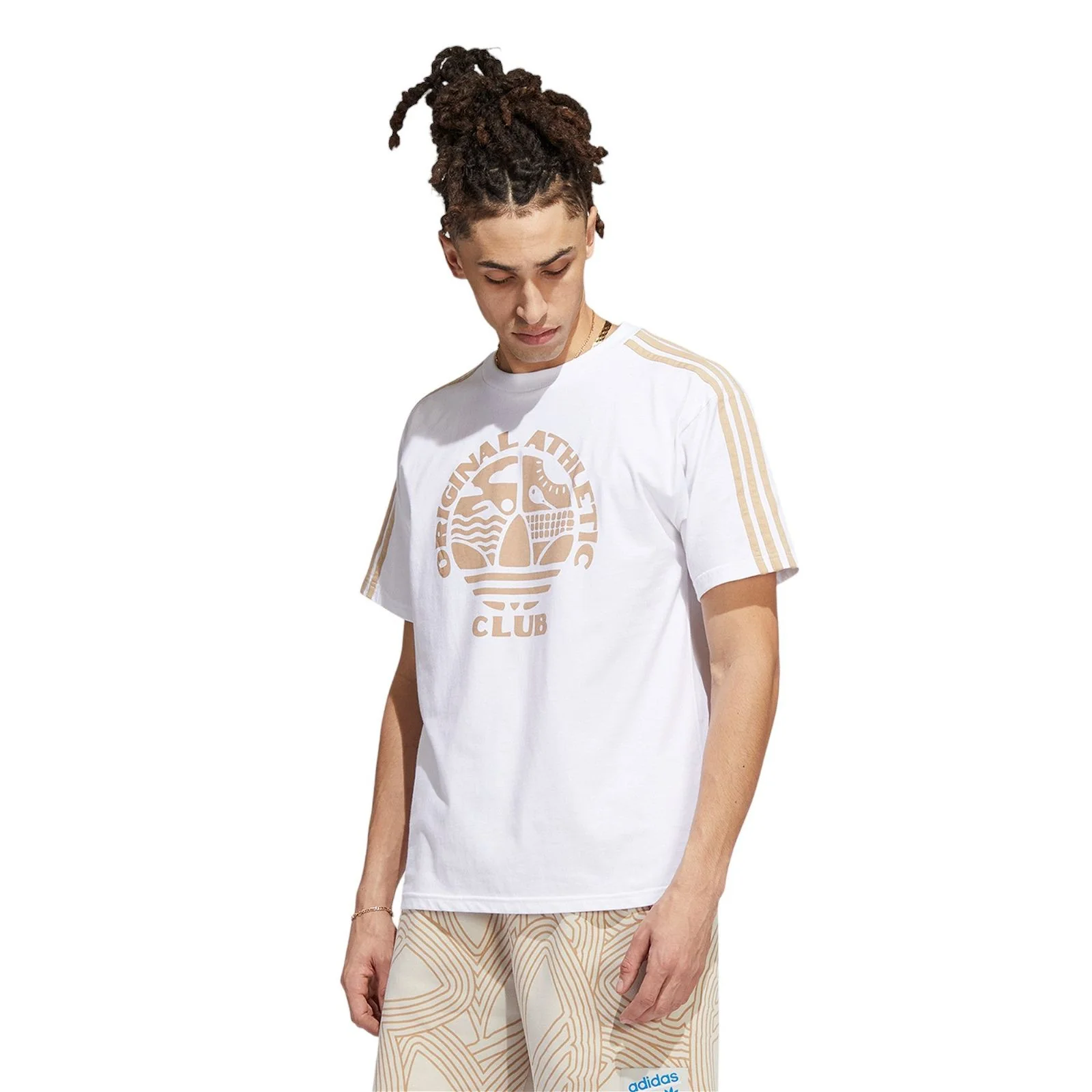 adidas Original Athletic Club 3-Stripes Tee - White / Magic Beige - Image 3