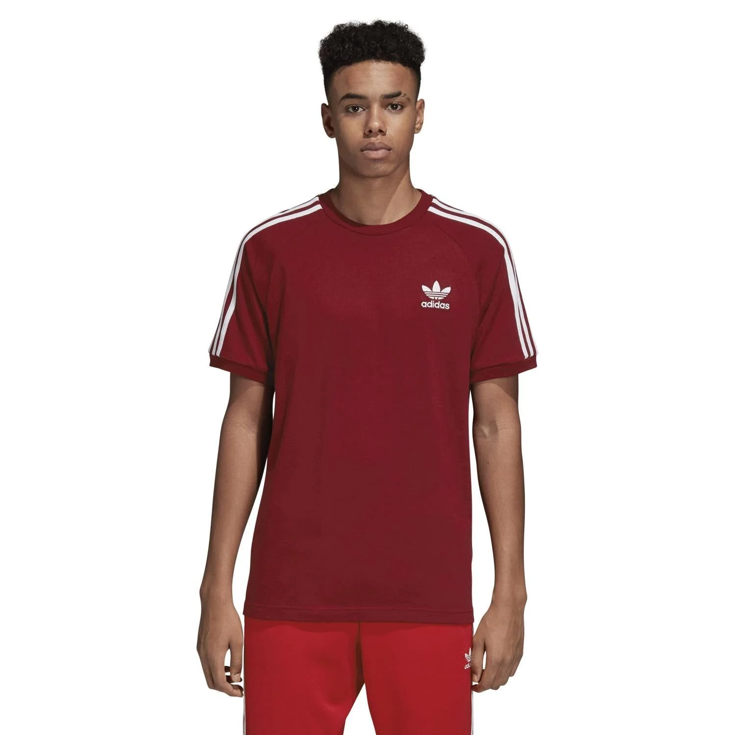 adidas Originals 3-Stripe T Shirt - Burgundy - Image 3