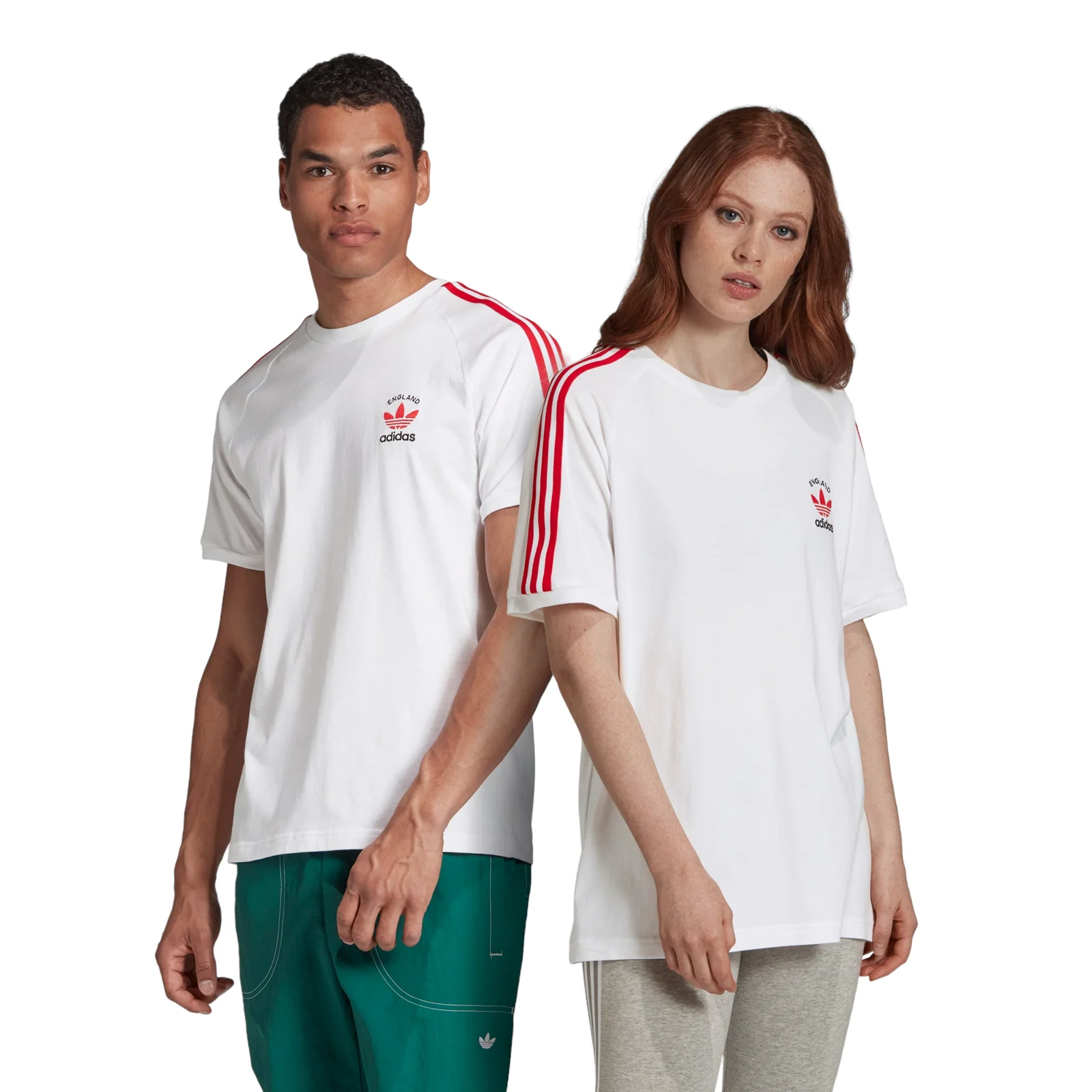 adidas Originals 3-Stripe Tee 'England' - White & Scarlet - Image 3