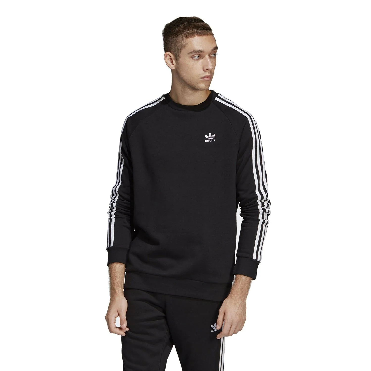 adidas Originals 3-Stripes Crewneck Sweatshirt - Black - Image 3