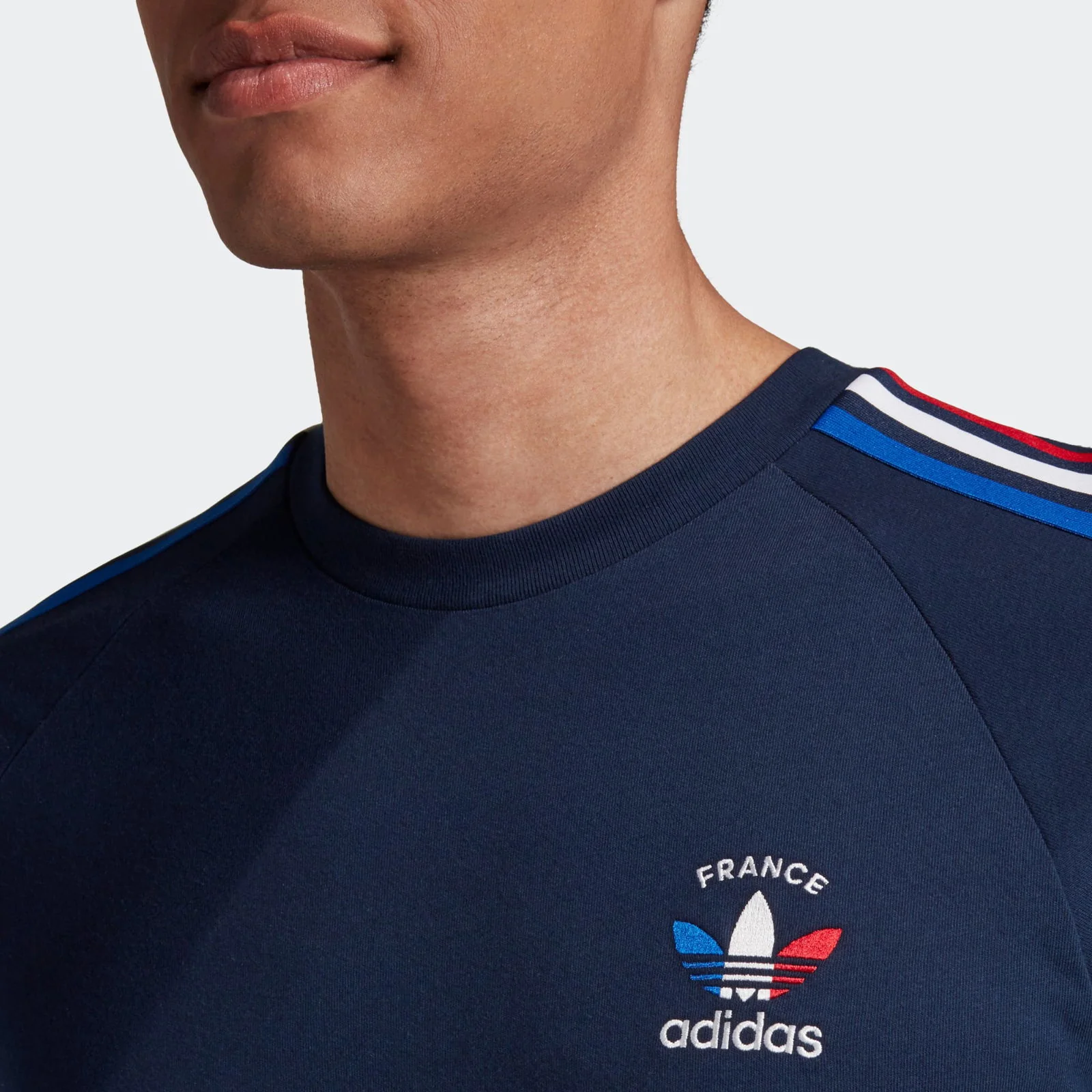 adidas Originals 3-Stripes France Tee - Navy - Image 6