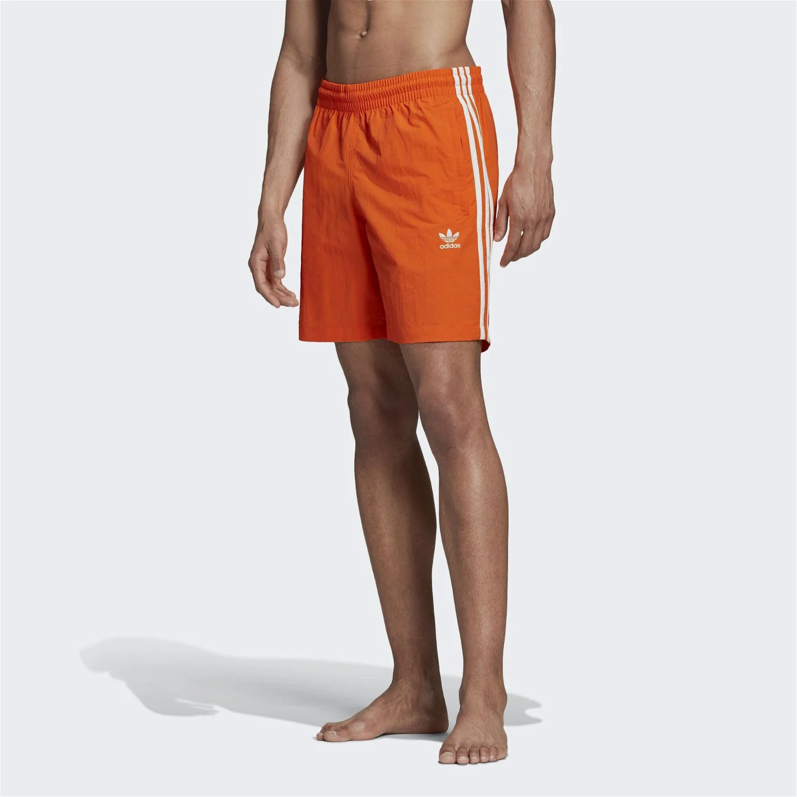 adidas Originals 3-Stripes Swim Shorts - Orange - Image 3