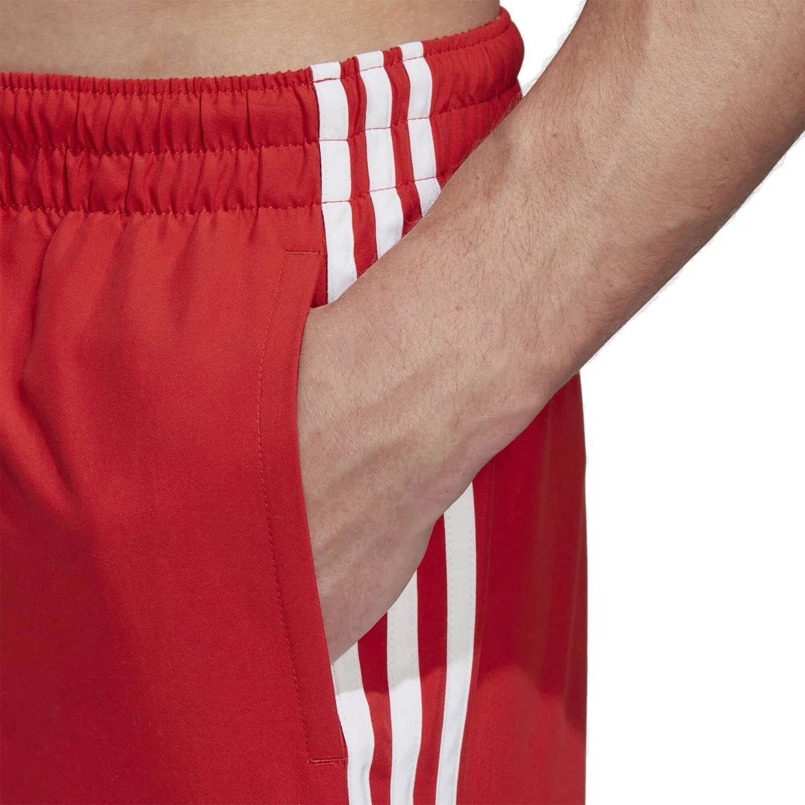 adidas Originals 3 Stripes Swim Shorts - Red/White - Image 4
