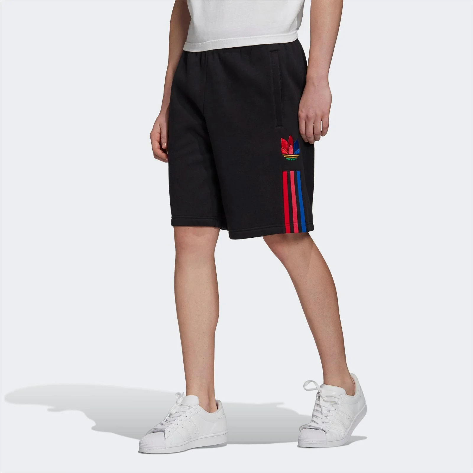 adidas Originals 3D Trefoil 3-Stripes Sweat Shorts - Black - Image 4
