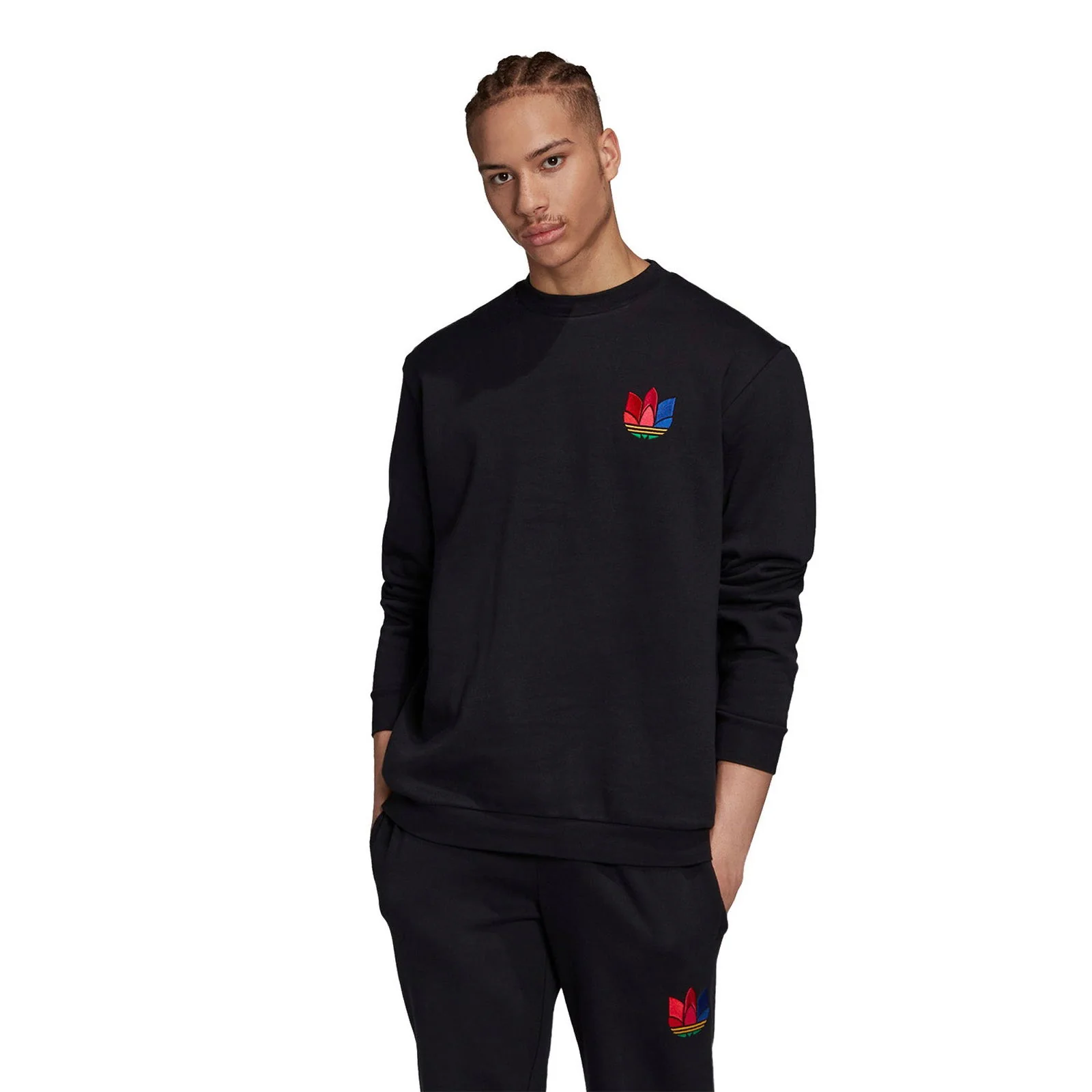 adidas Originals 3D Trefoil Graphic Crewneck Sweatshirt - Black - Image 3