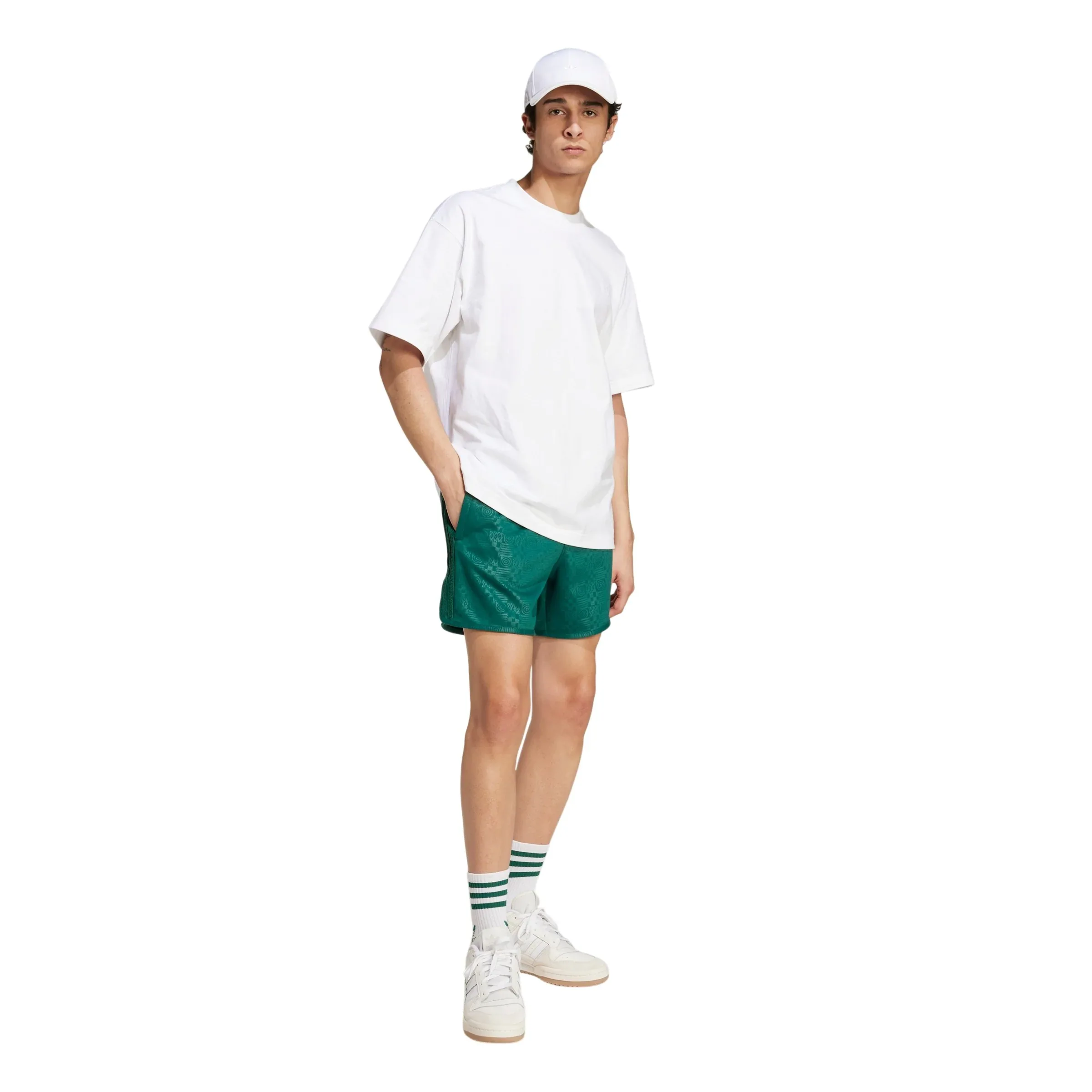 adidas Originals 80s Embossed 3-Stripes Sprinter Shorts - Collegiate Green - Image 4
